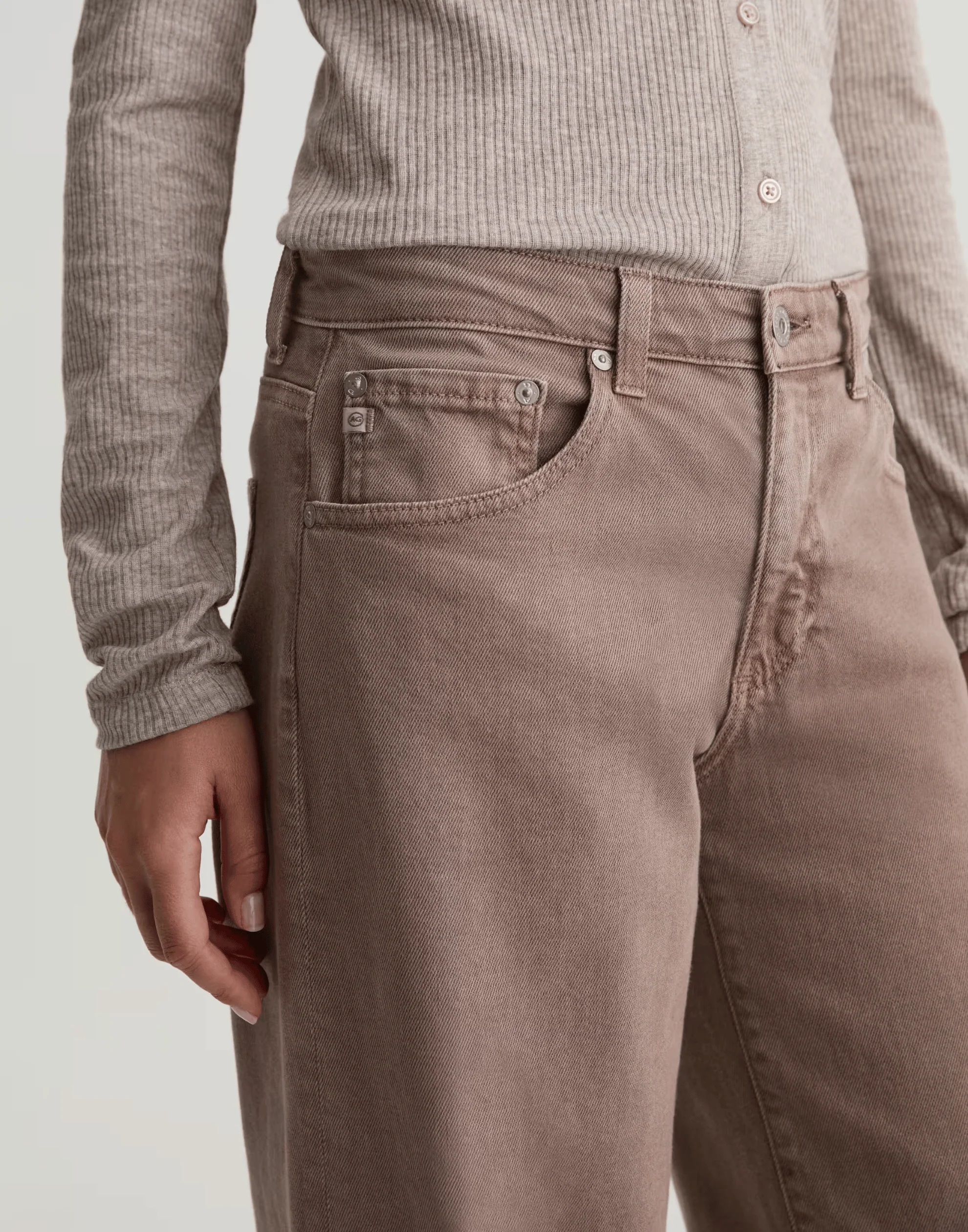 Sulfur Taupe Grey Low-Rise Adria Jeans - Image 4