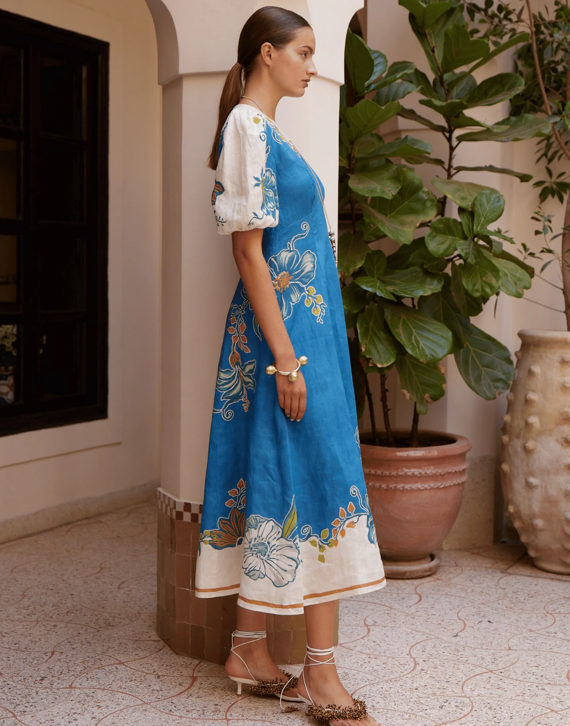Printed Linen Luda Midi Dress - Image 3