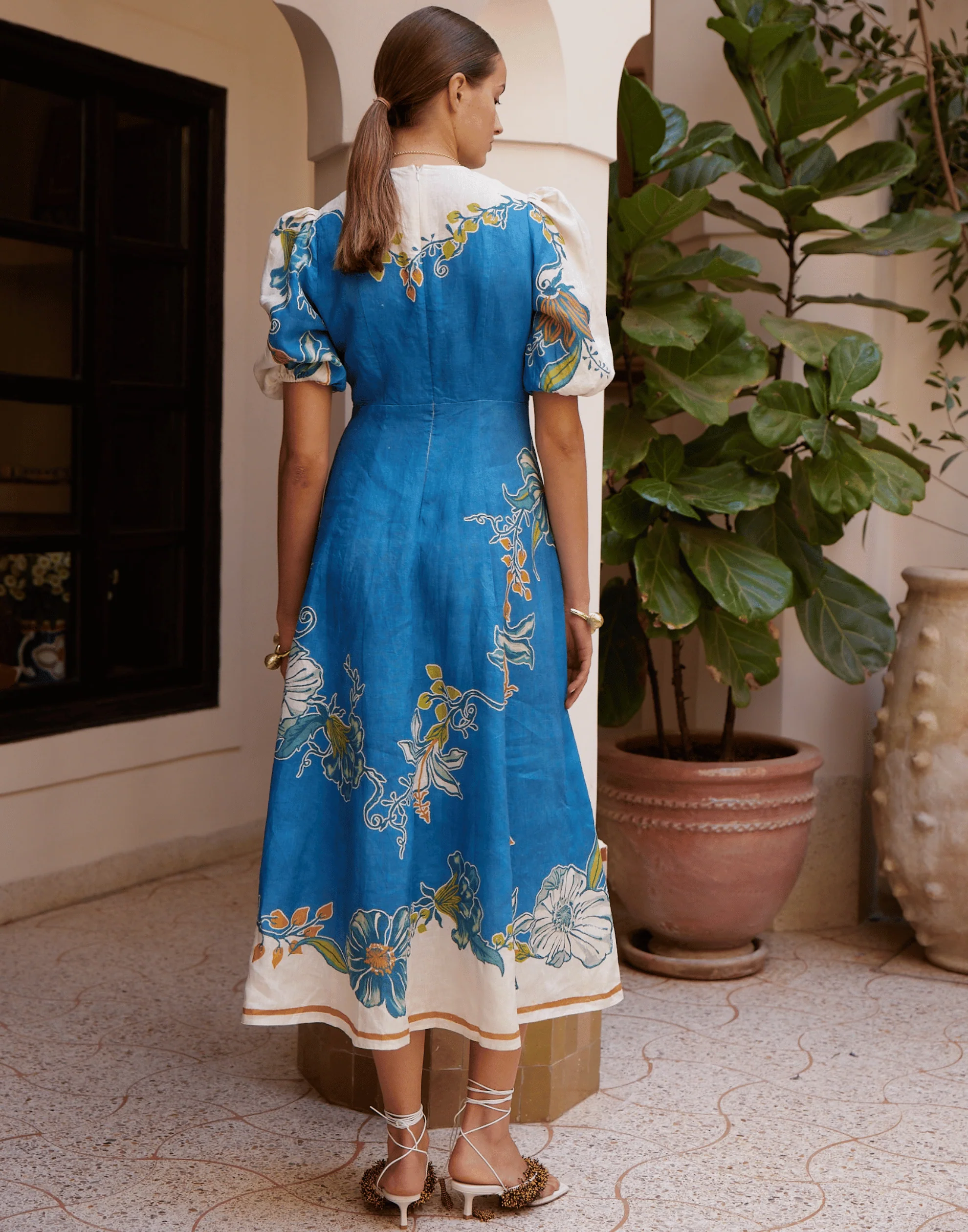 Printed Linen Luda Midi Dress - Image 4