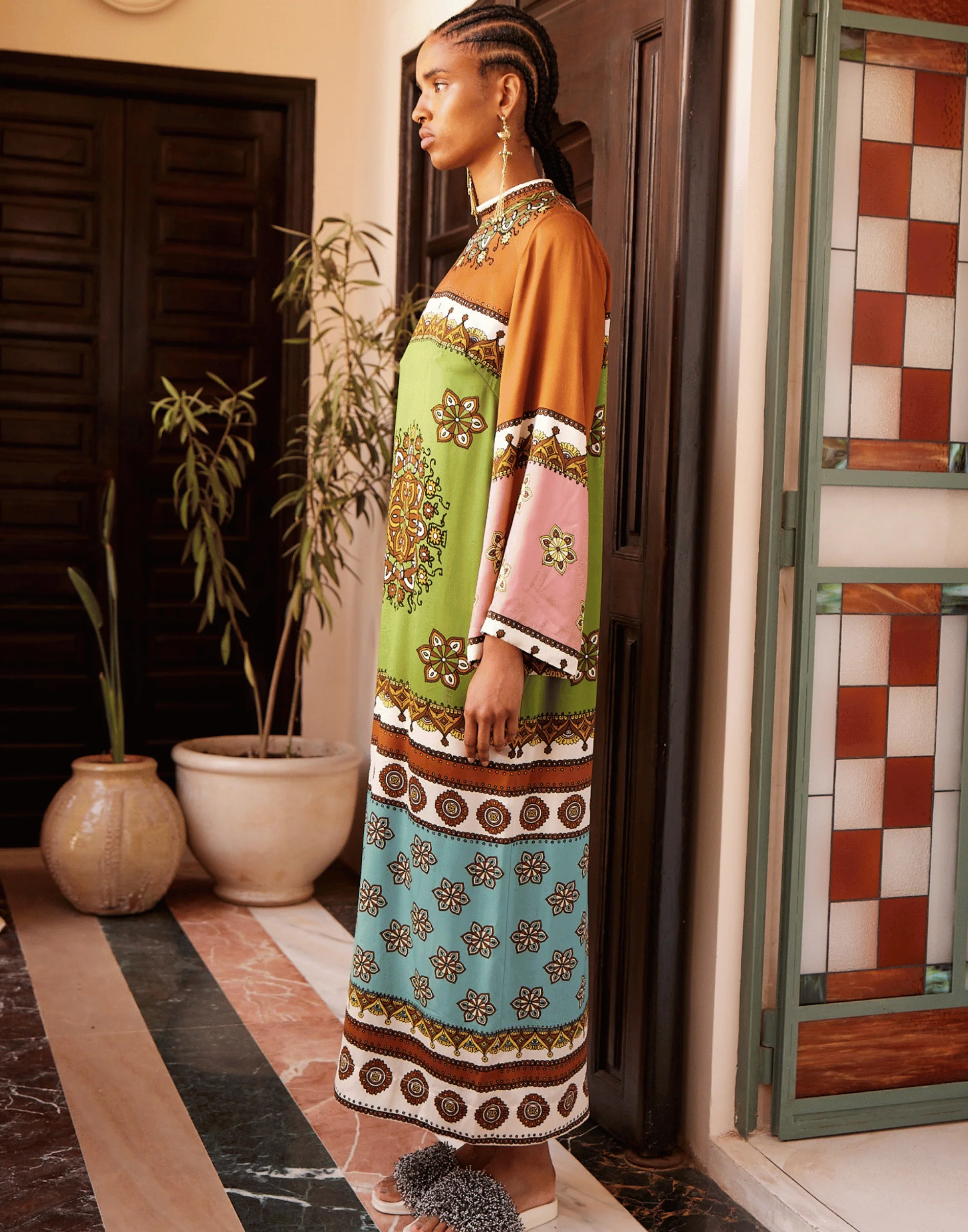 Printed Silk Contina Midi Dress - Image 3