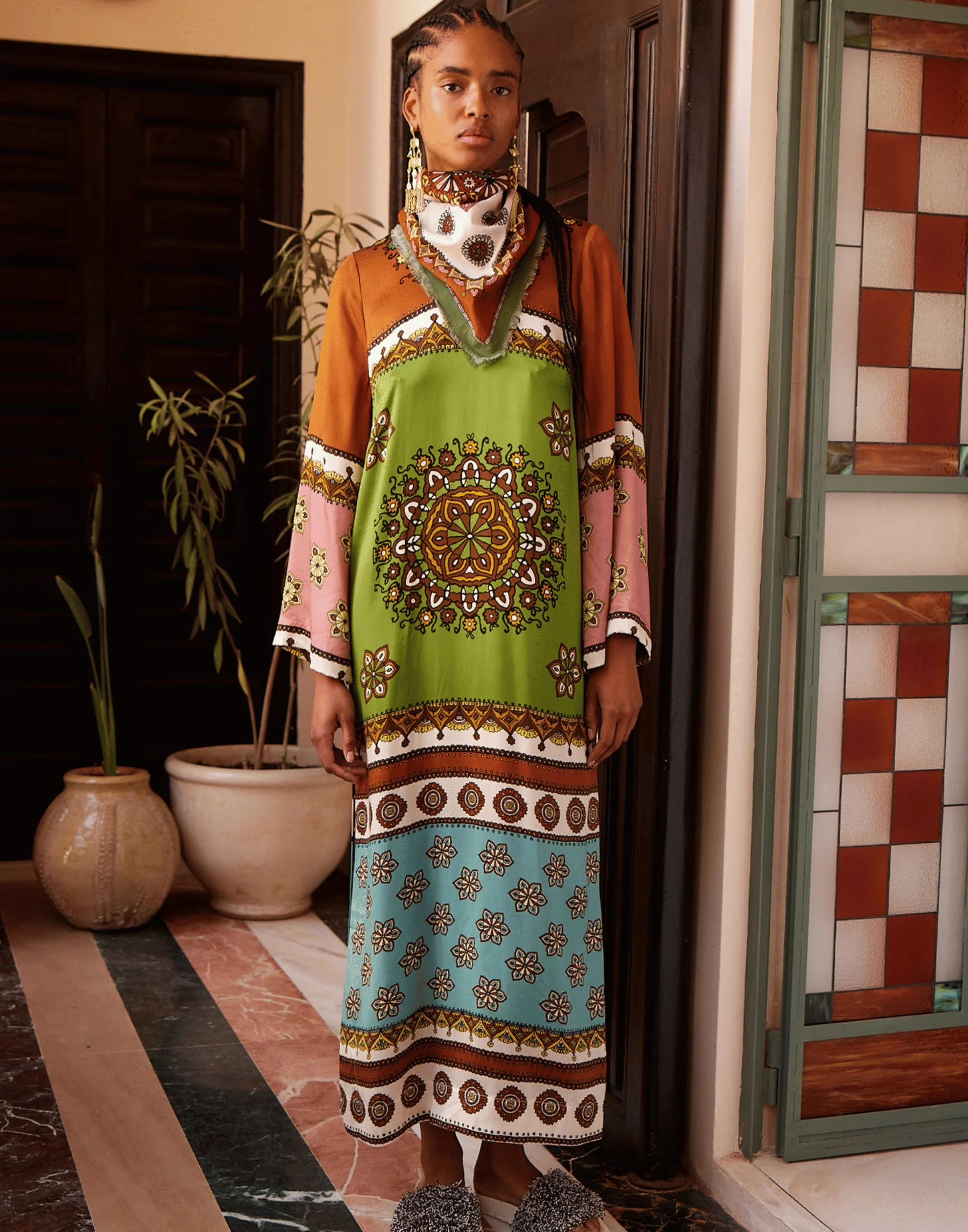 Printed Silk Contina Midi Dress - Image 6