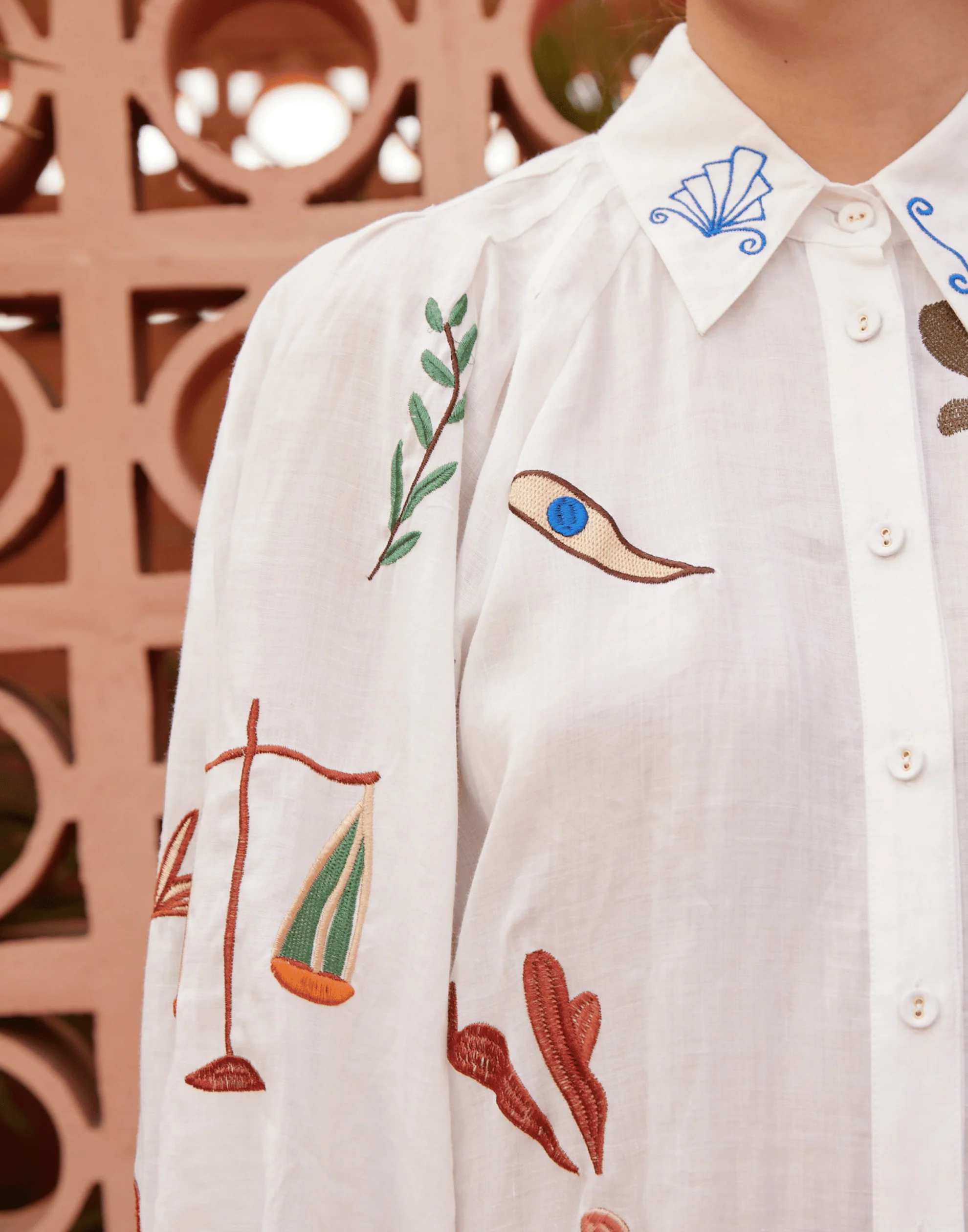 Ramie Embroidered Mina Shirt Dress - Image 3