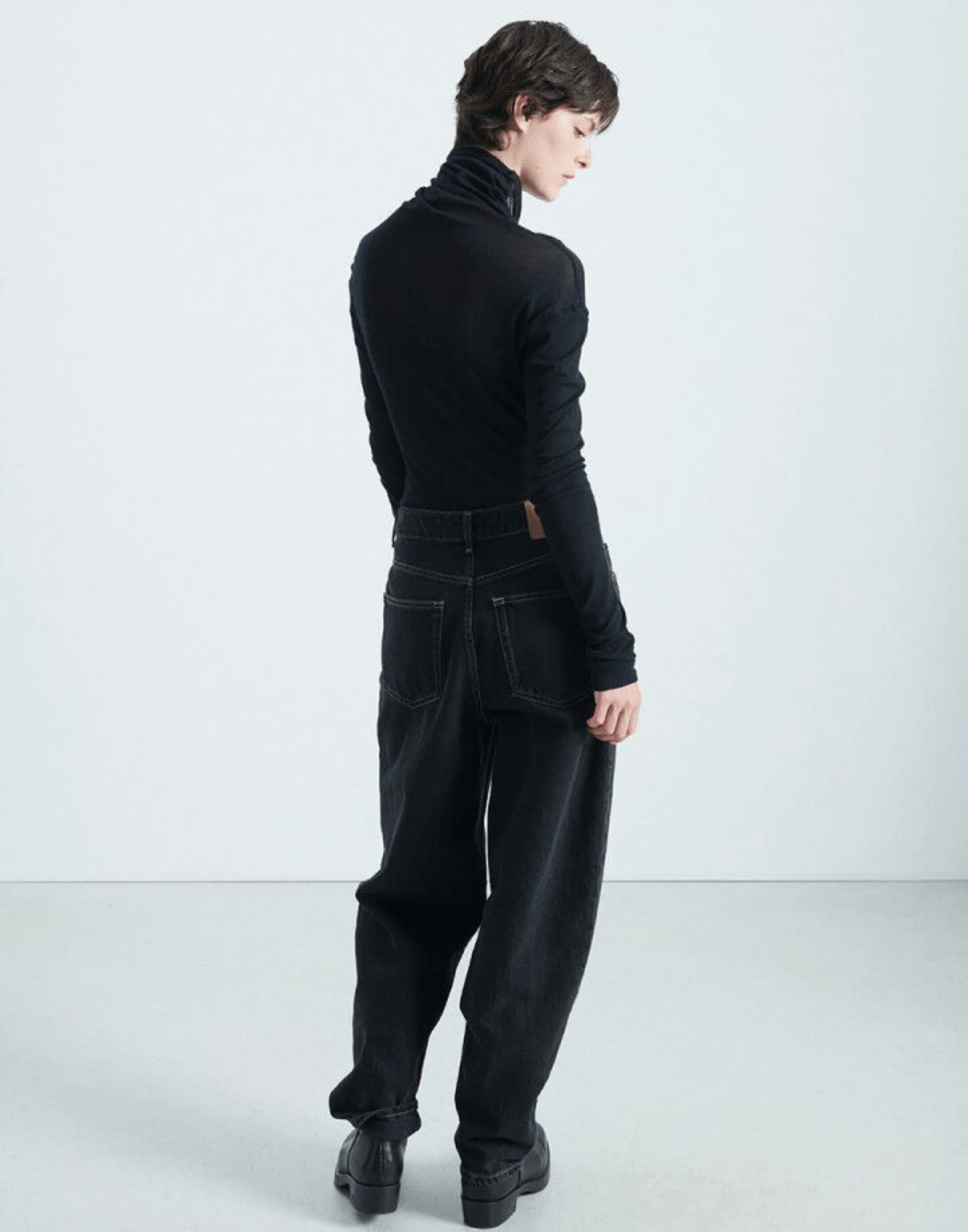 Black Supima Cotton Long Sleeve Top - Image 3
