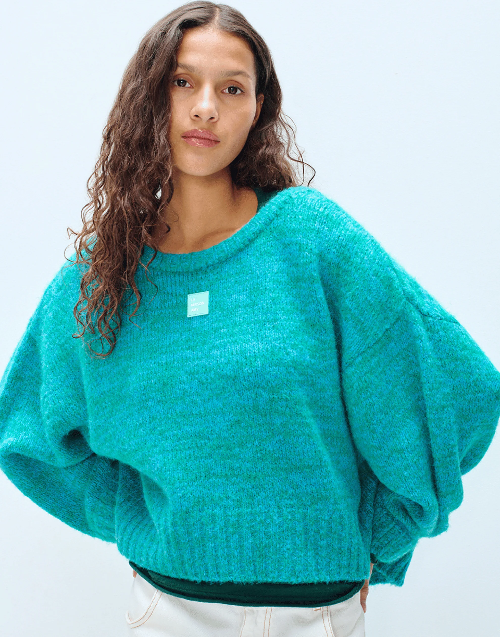 Celestial Melange Wool Blend Boatneck Pullover - Image 2
