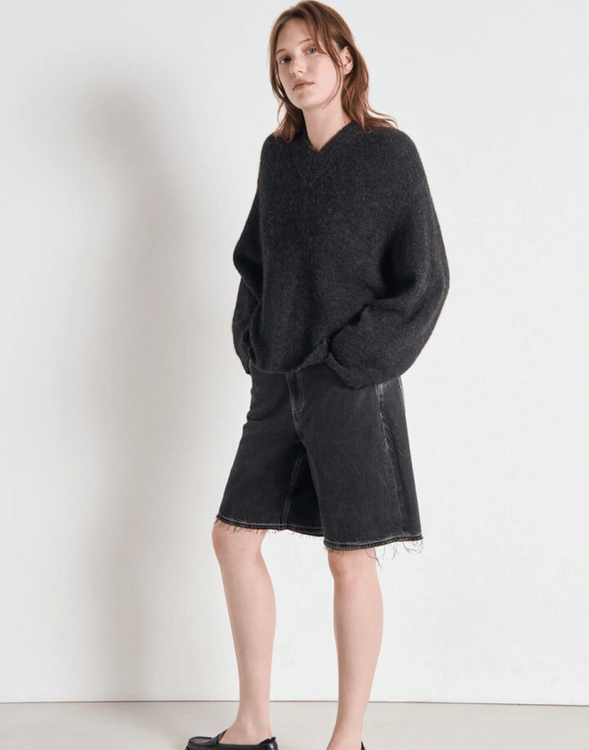 Charcoal Melange Wool Blend V East Pullover - Image 5