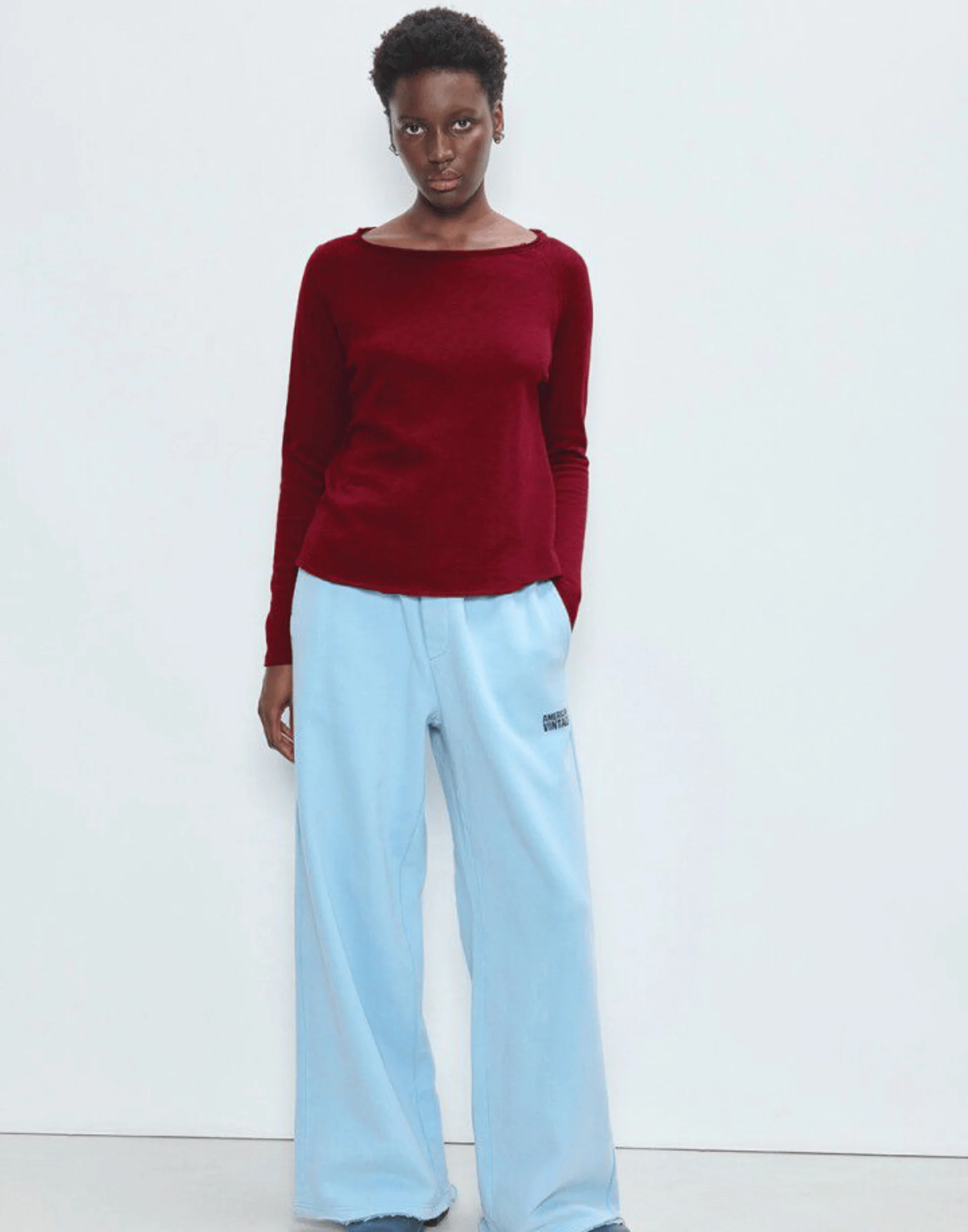 Cherry Red Cotton Sonoma Long Sleeve T-Shirt - Image 2