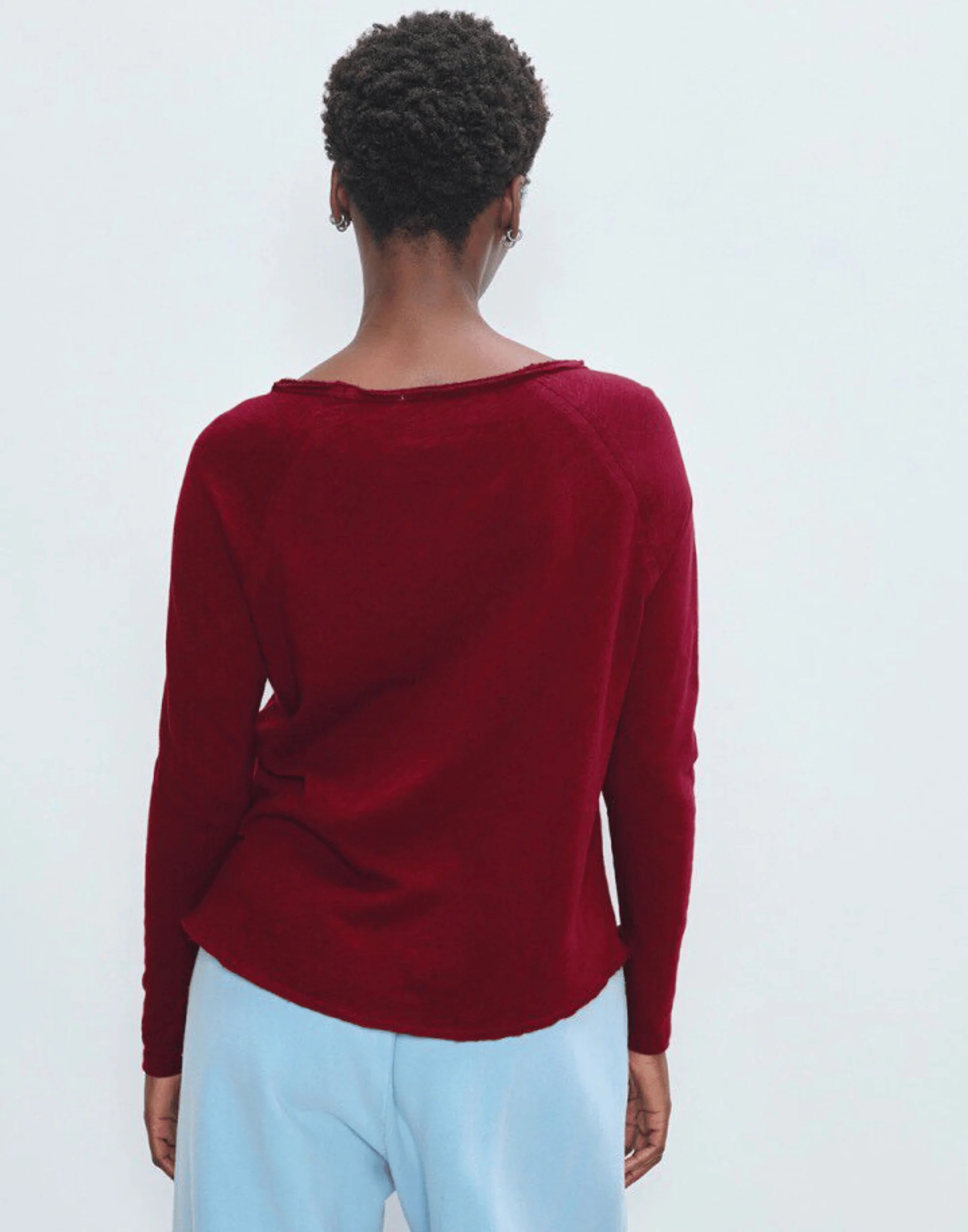 Cherry Red Cotton Sonoma Long Sleeve T-Shirt - Image 3