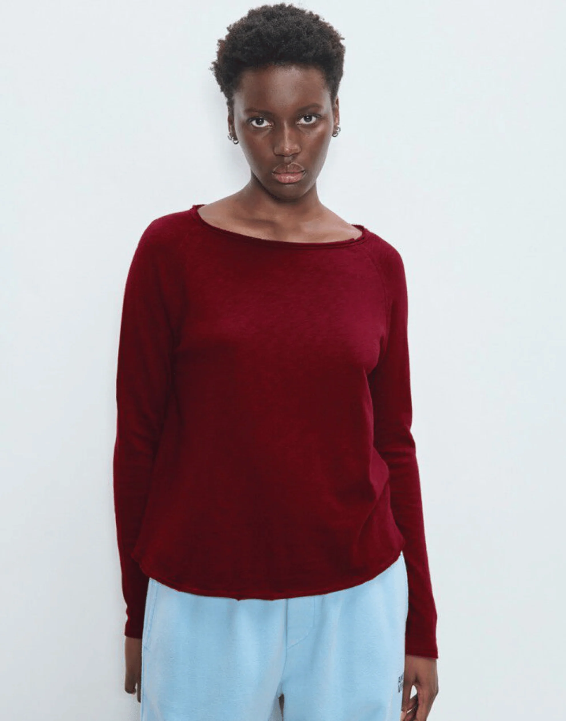Cherry Red Cotton Sonoma Long Sleeve T-Shirt - Image 5