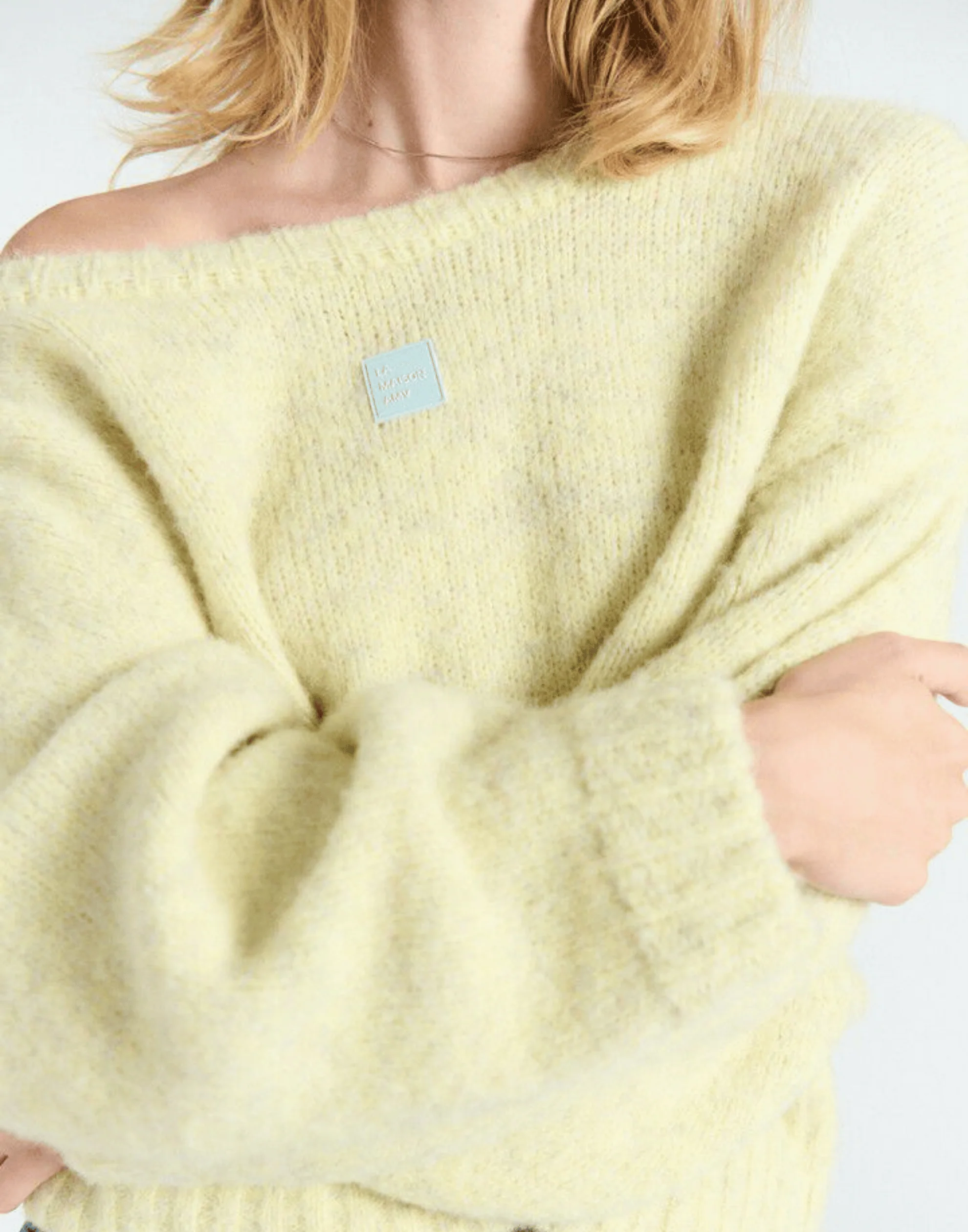 Chick Yellow Wool Blend Boatneck Pullover - Image 4