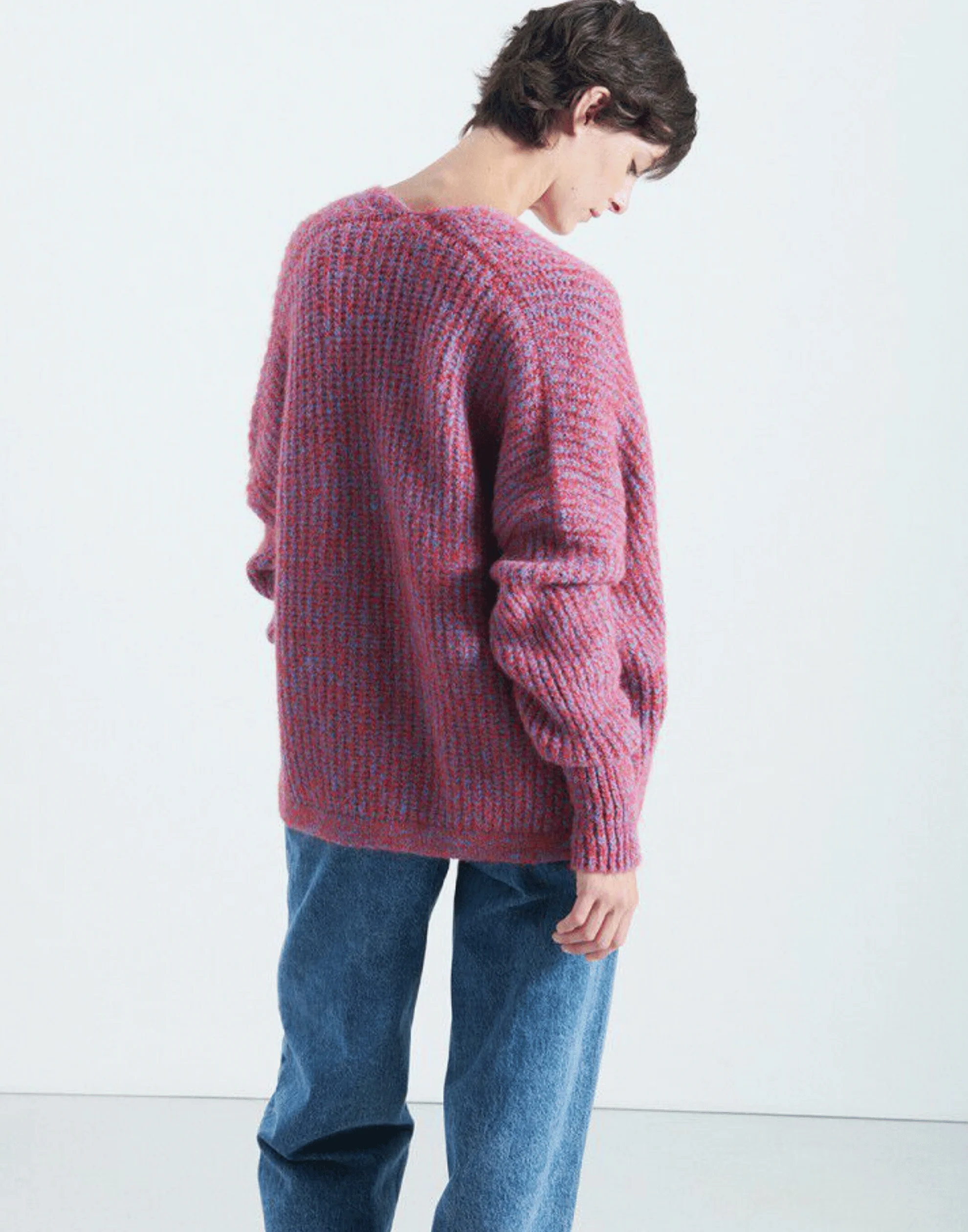 Chilli Red Melange Wool Blend East Cardigan - Image 4