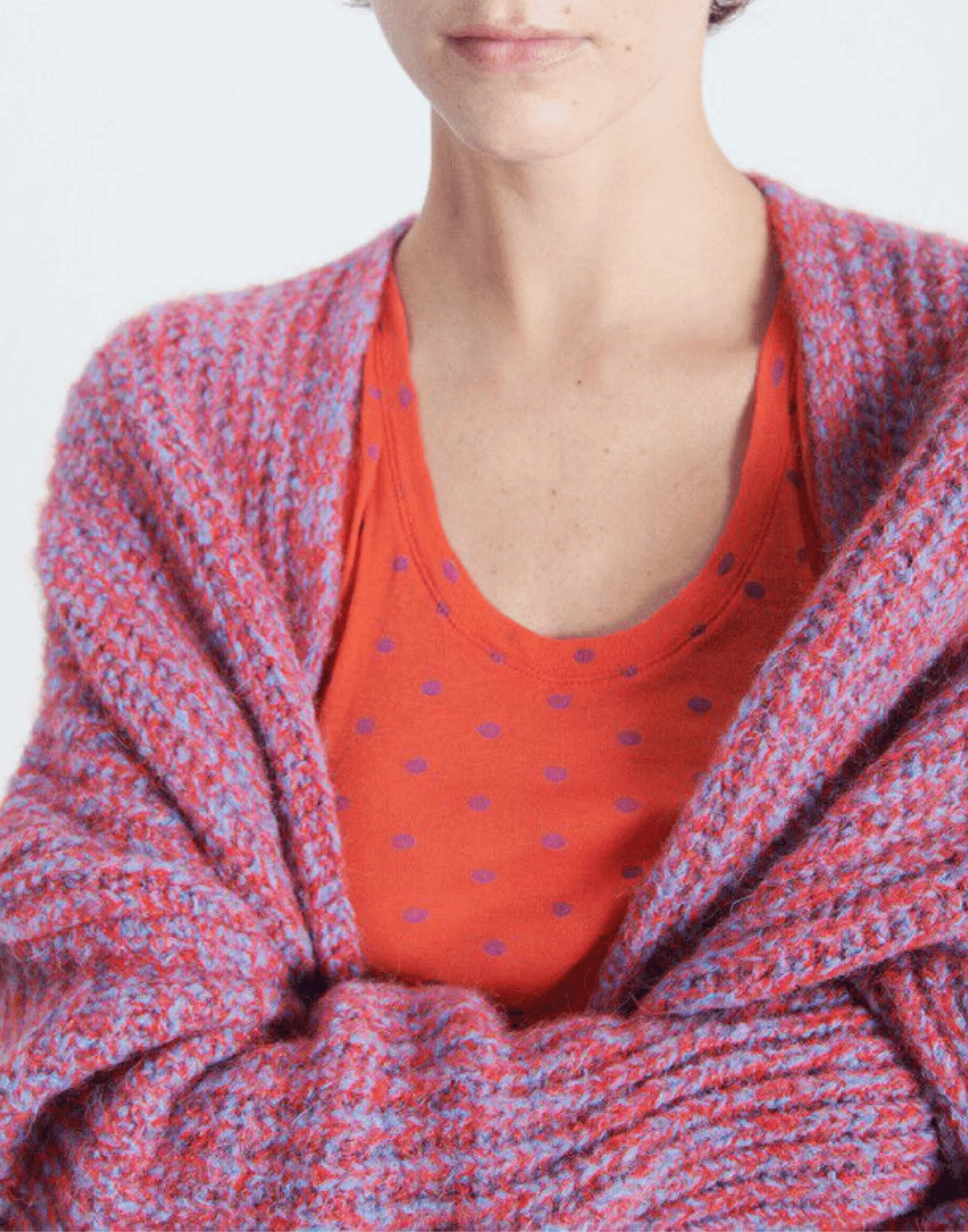 Chilli Red Melange Wool Blend East Cardigan - Image 5