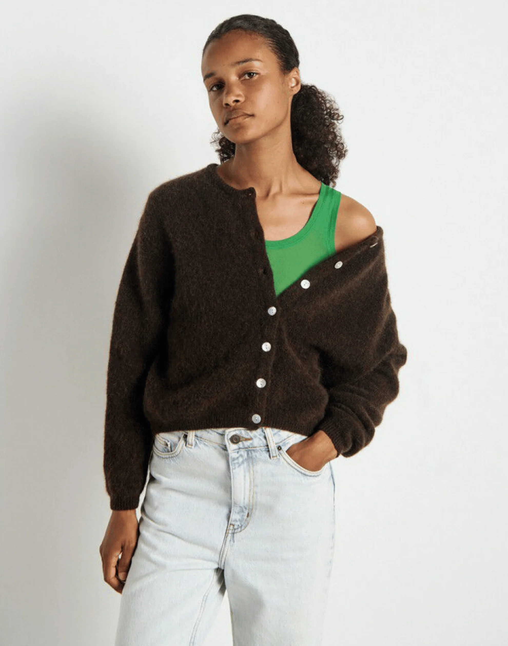Coffee Brown Wool & Alpaca Vitow Cardigan - Image 3