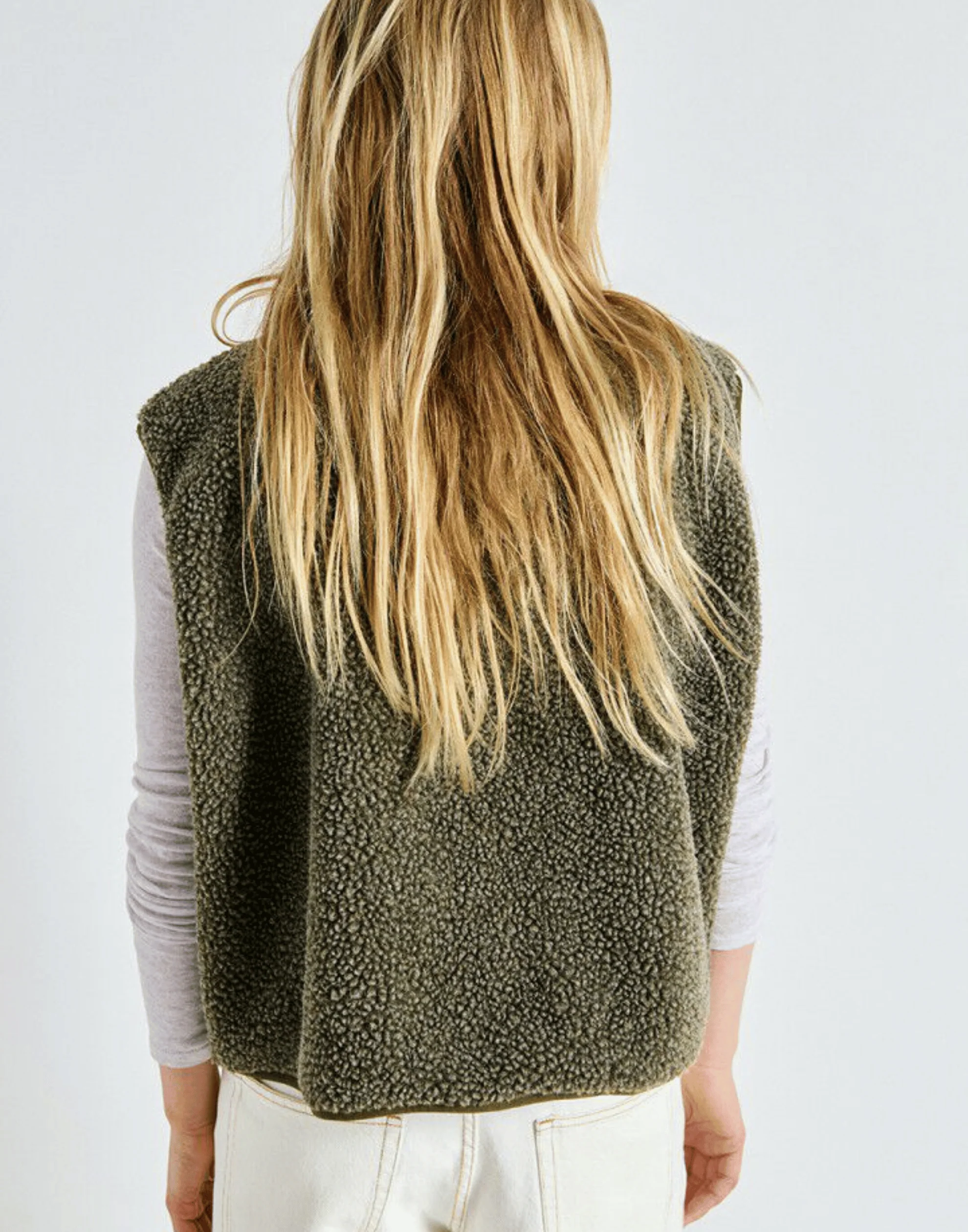 Khaki Melange Faux Shearling Hocktown Vest - Image 3