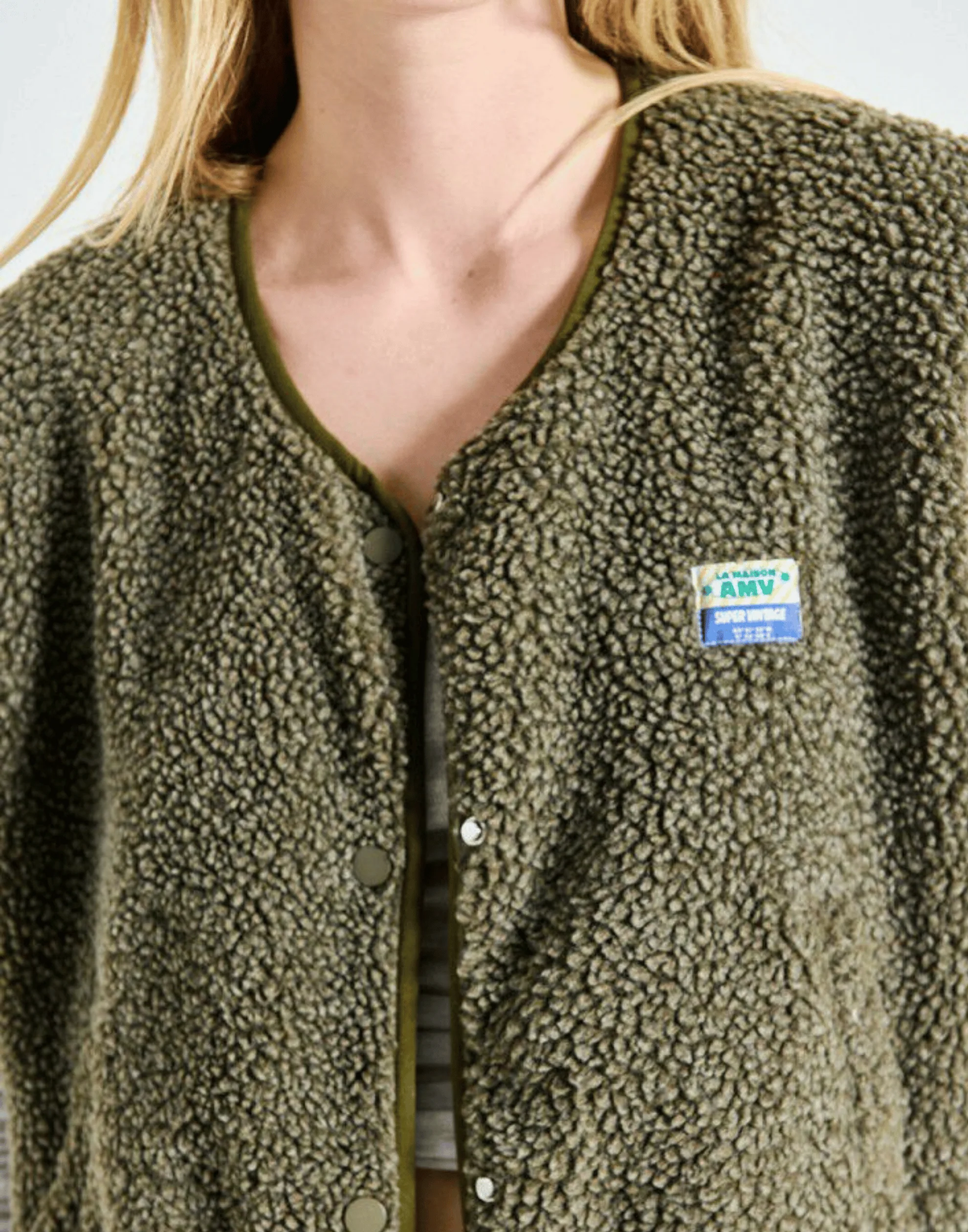 Khaki Melange Faux Shearling Hocktown Vest - Image 4