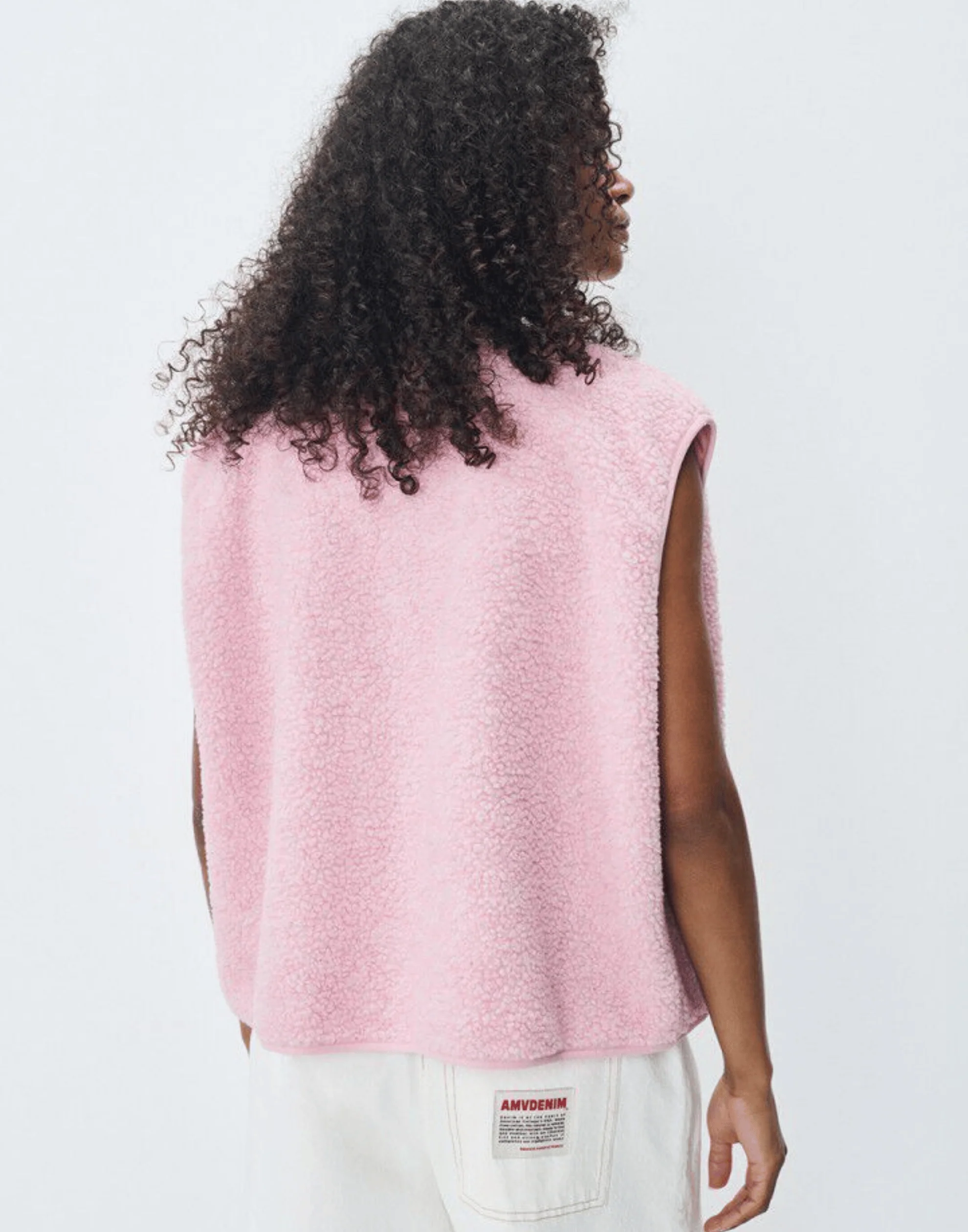 Light Pink Melange Faux Shearling Hocktown Vest - Image 4