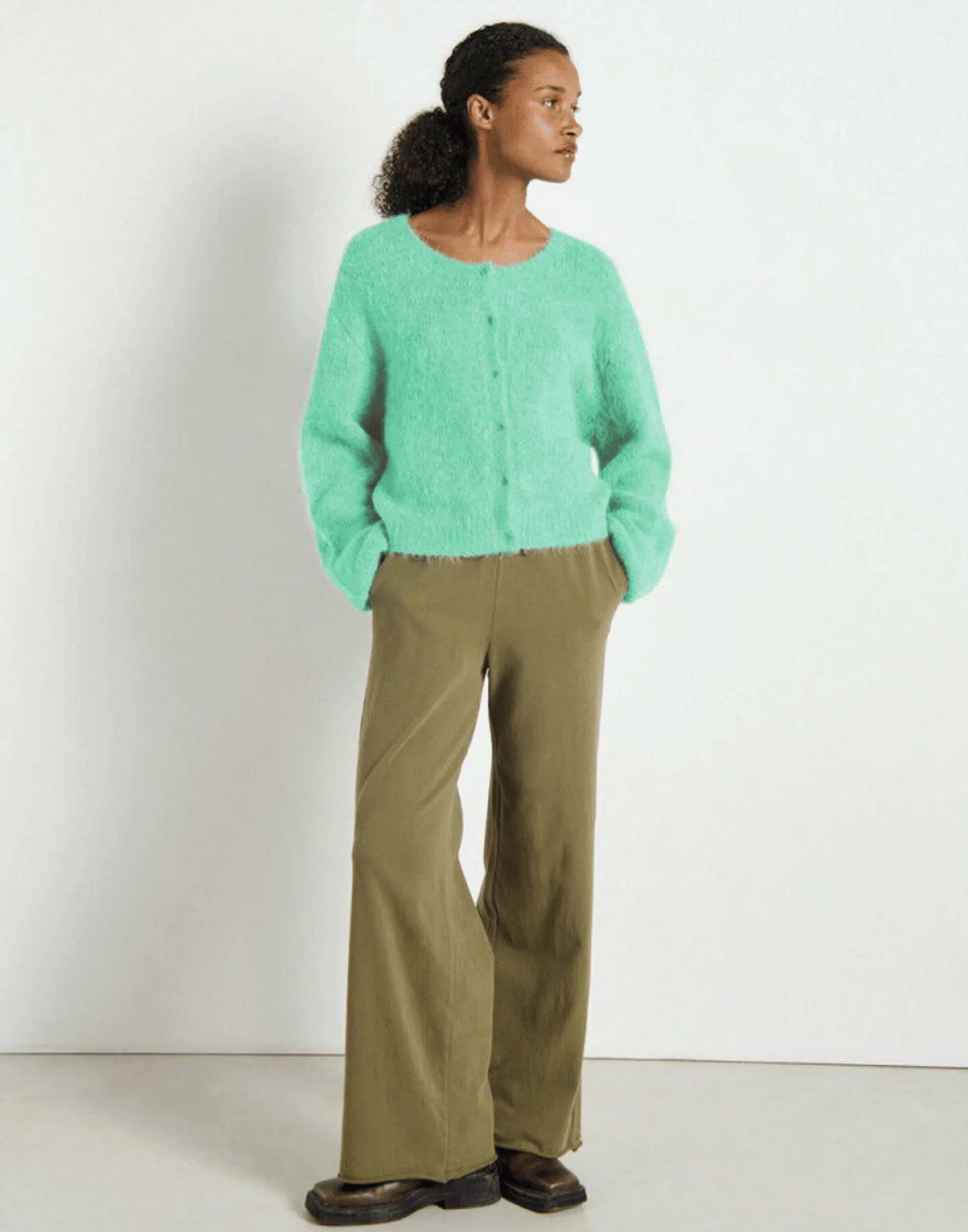 Mint Marl Alpaca Blend Niby Cardigan - Image 3