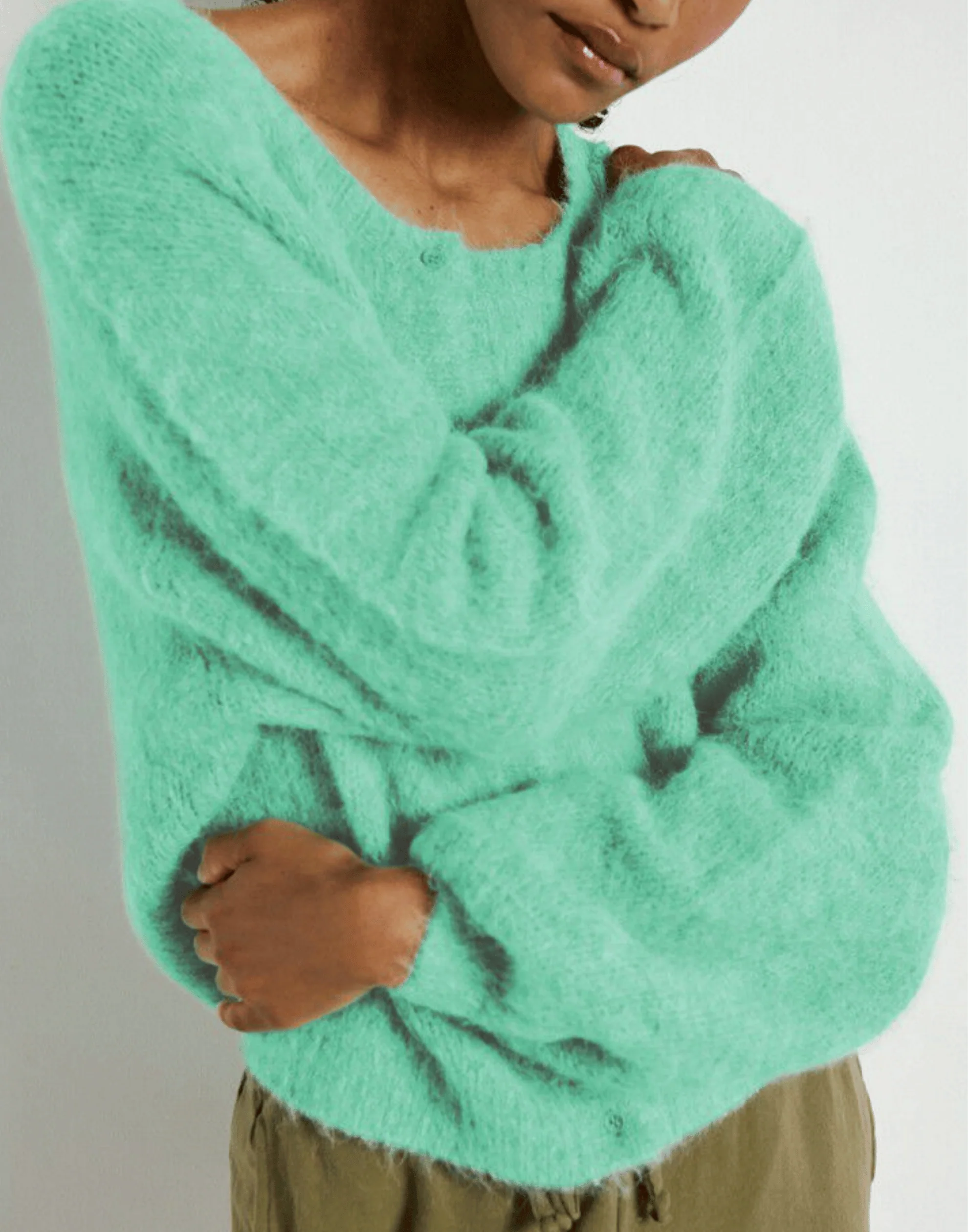 Mint Marl Alpaca Blend Niby Cardigan - Image 5