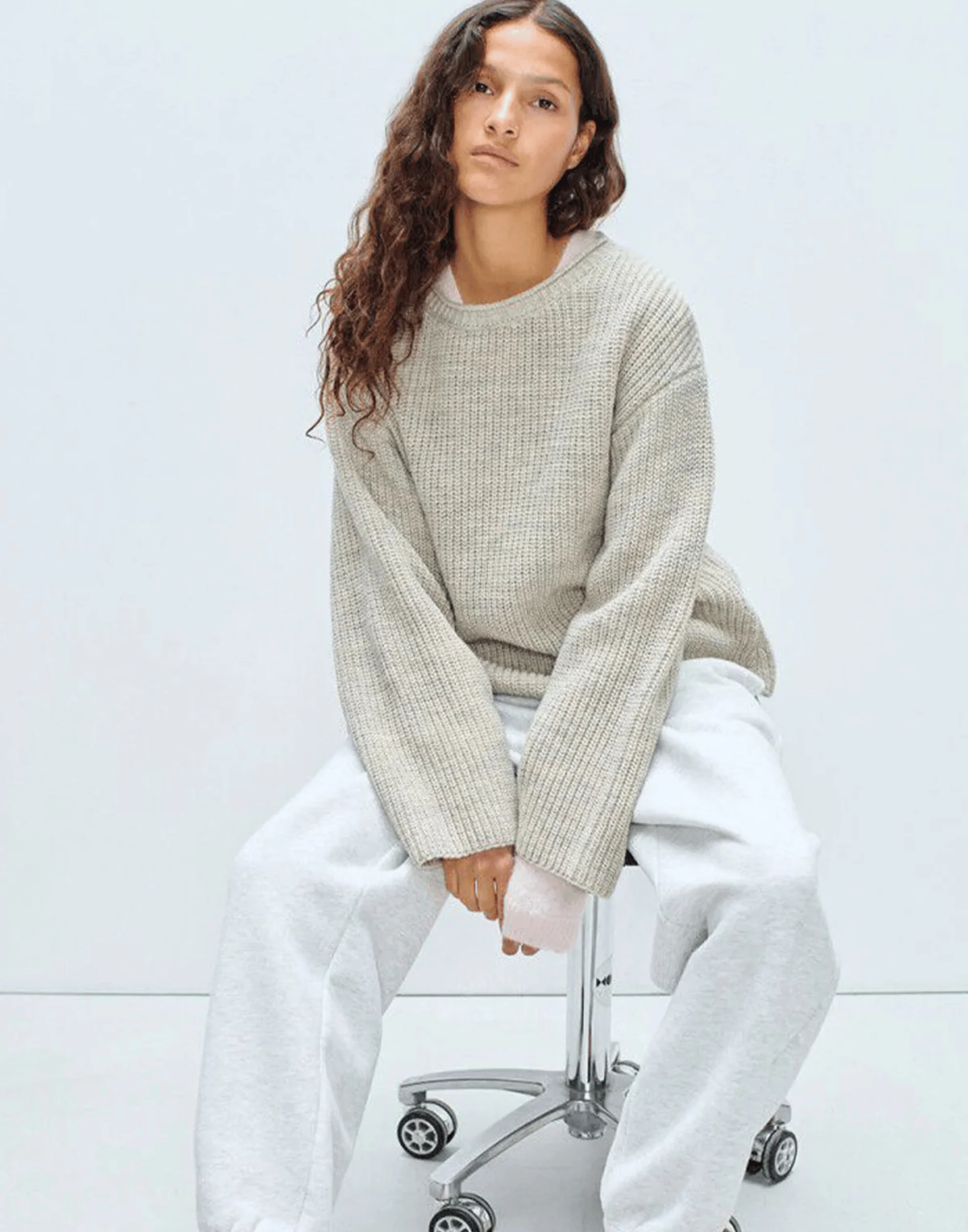 Mist Melange Wool Blend Crashway Pullover - Image 2