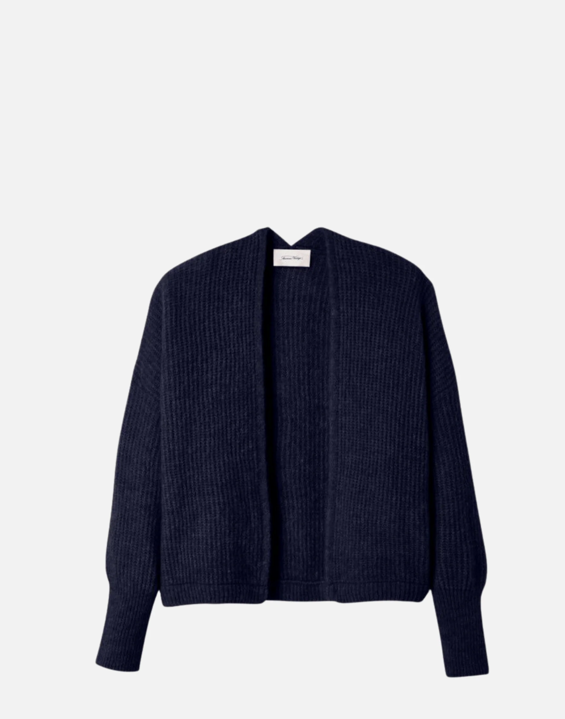 Navy Melange Wool Blend East Cardigan