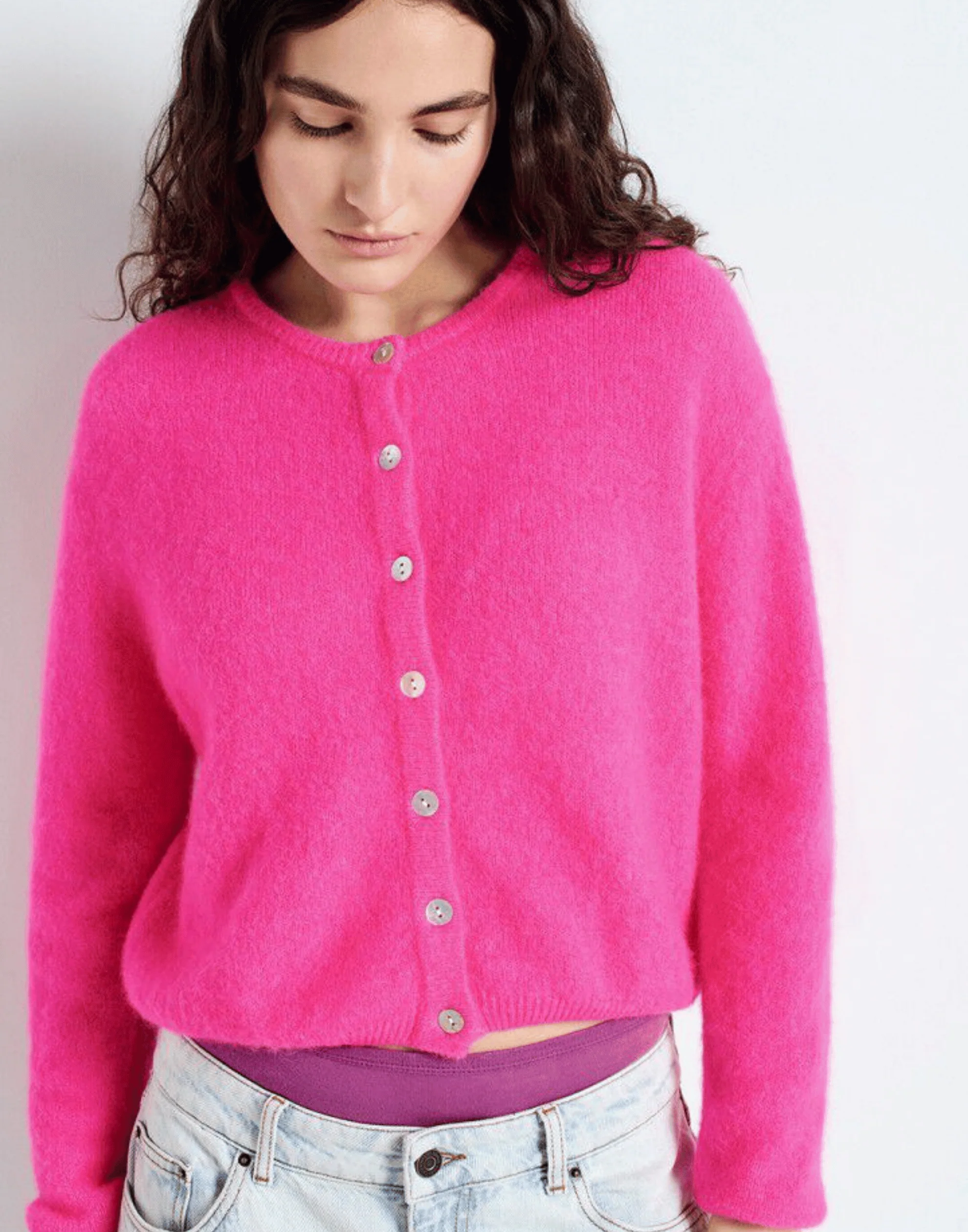 Pink Melange Wool & Alpaca Vitow Cardigan - Image 3