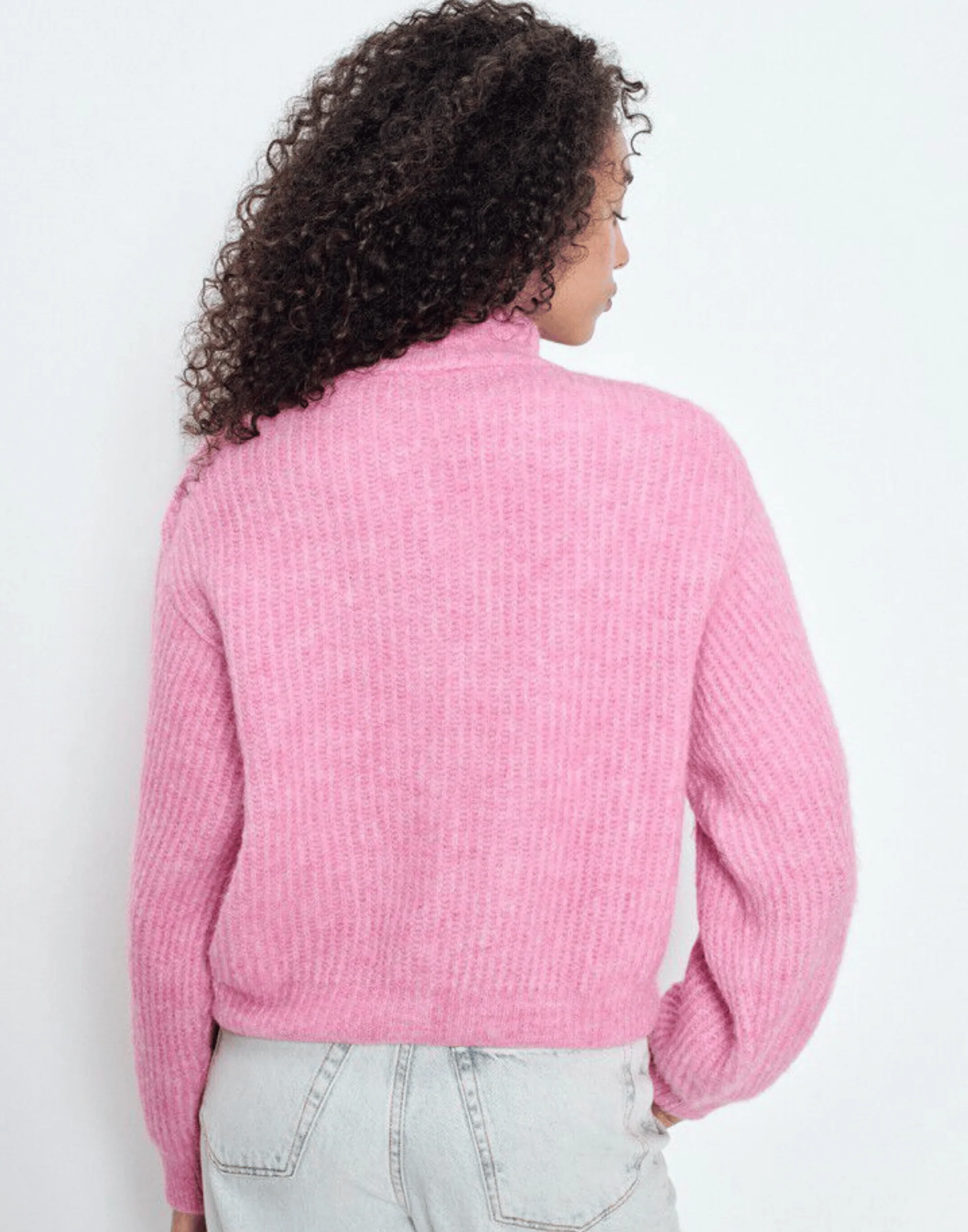 Pink Melange Wool Blend Button Cardigan - Image 4