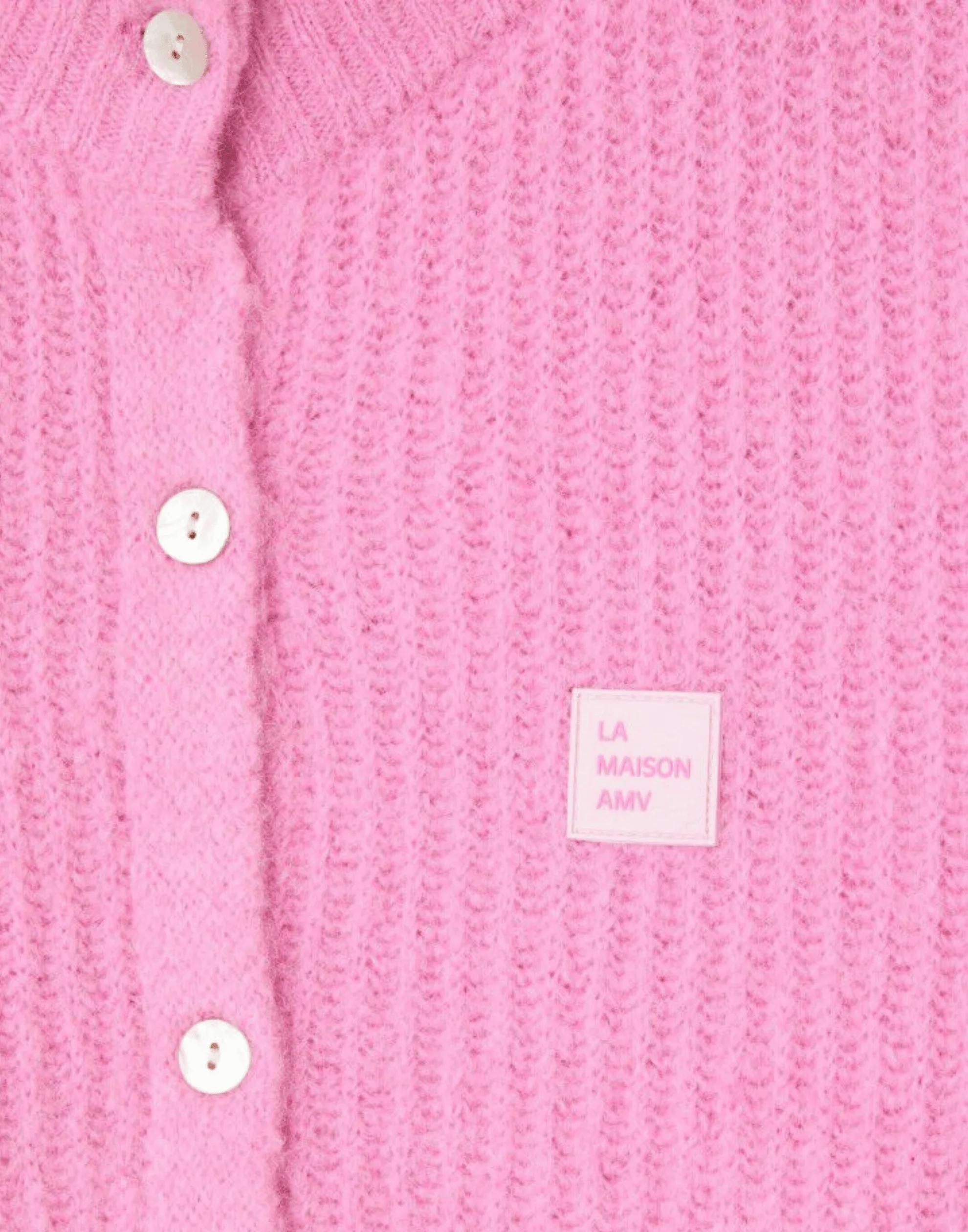 Pink Melange Wool Blend Button Cardigan - Image 5