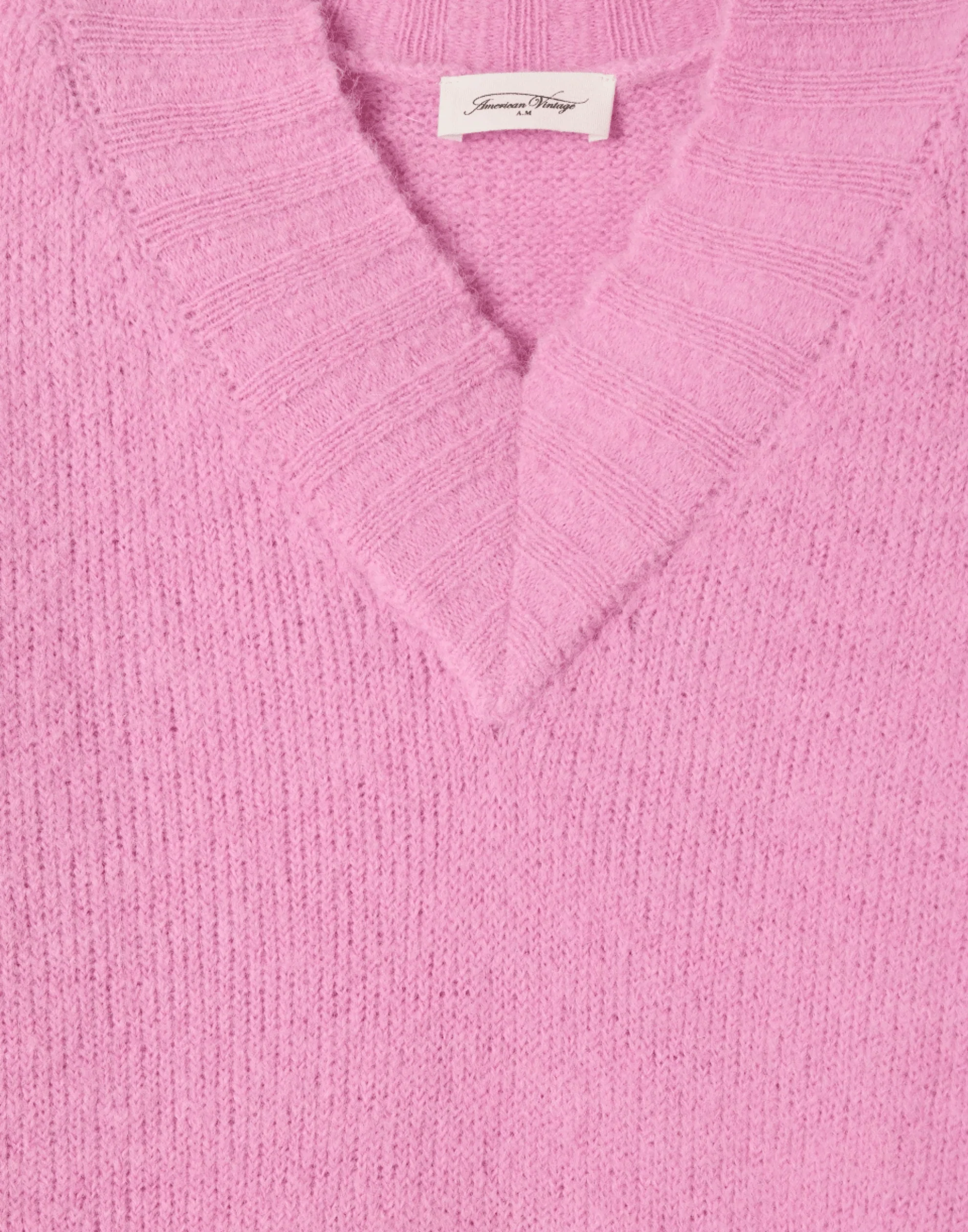 Pink Melange Wool Blend V East Pullover - Image 6