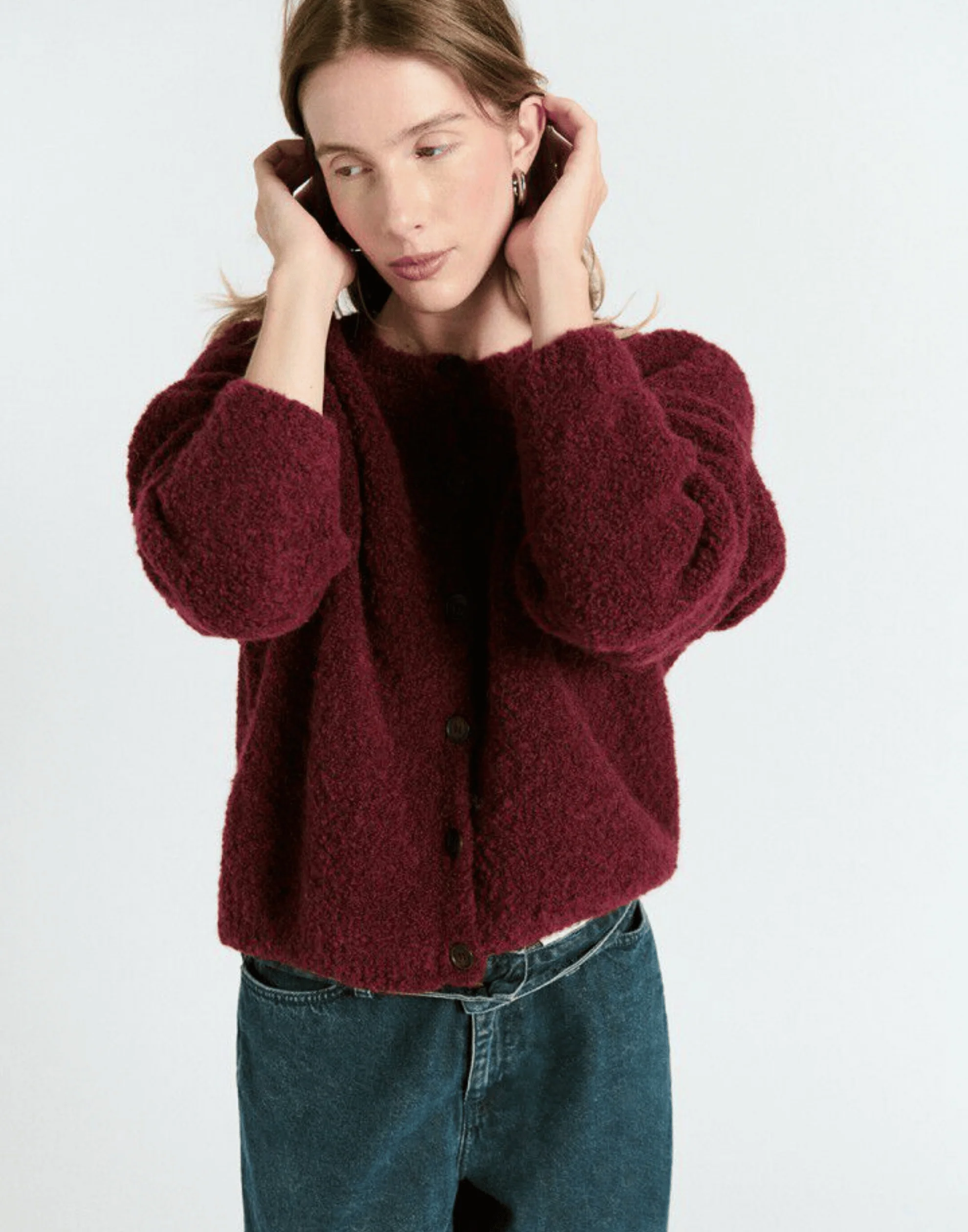 Pomegranate Wool Blend Zolly Cardigan - Image 3