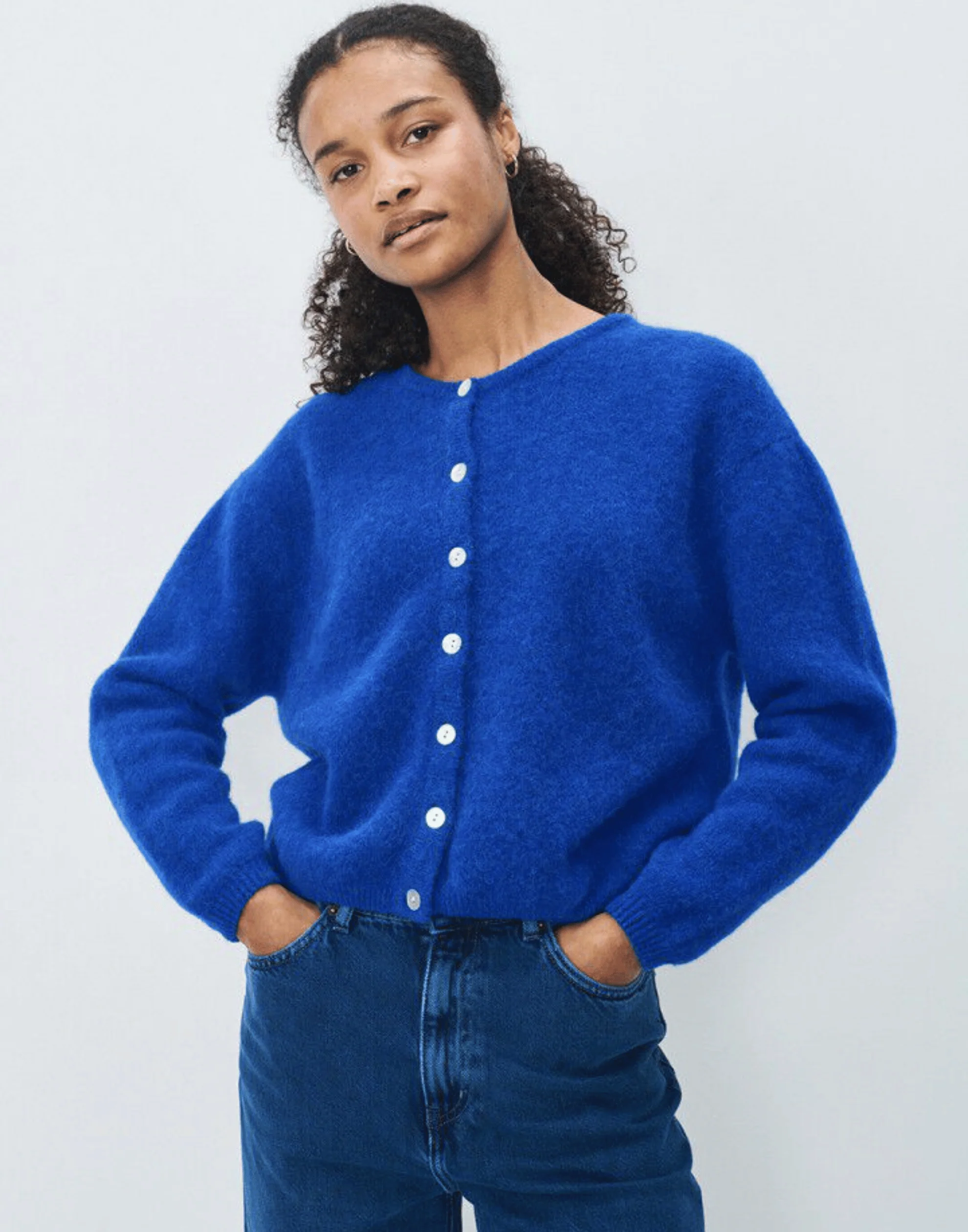 Royal Blue Wool & Alpaca Vitow Cardigan - Image 2