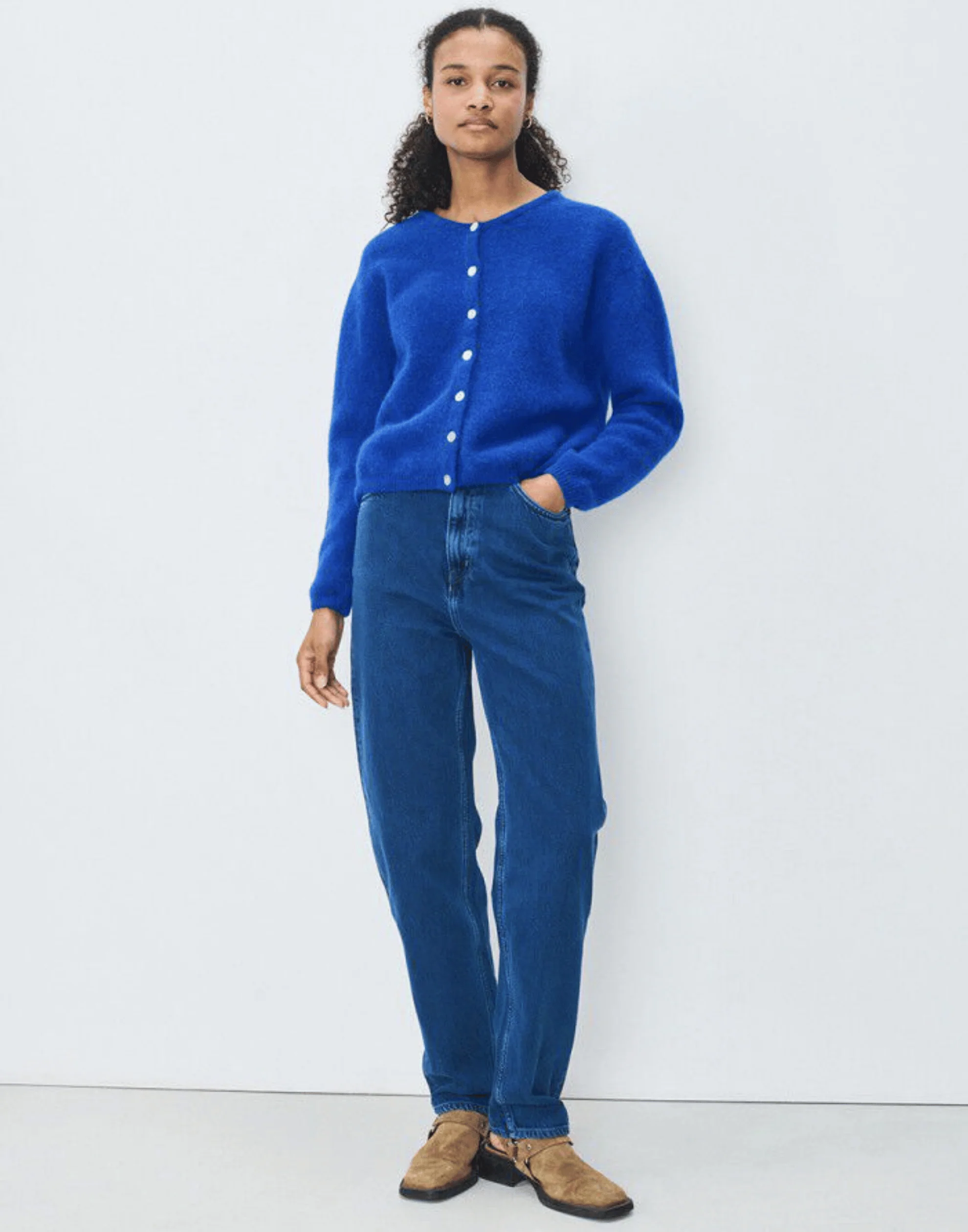 Royal Blue Wool & Alpaca Vitow Cardigan - Image 4