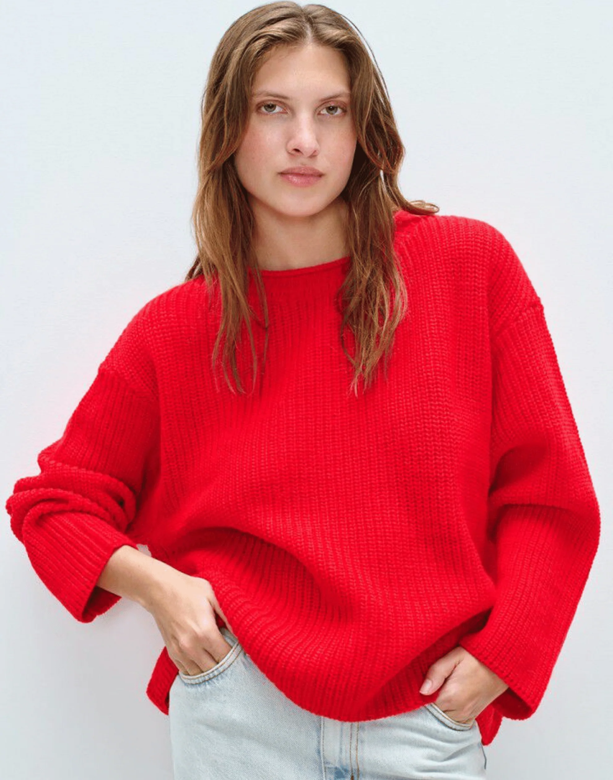Scarlet Red Wool Blend Crashway Pullover - Image 2