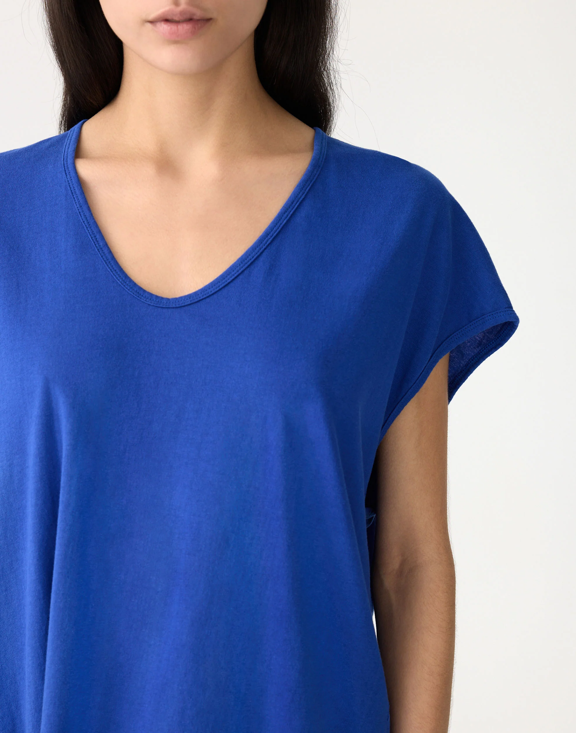 Cobalt Blue Cotton Fine Bind Scoop Neck Tank - Image 3