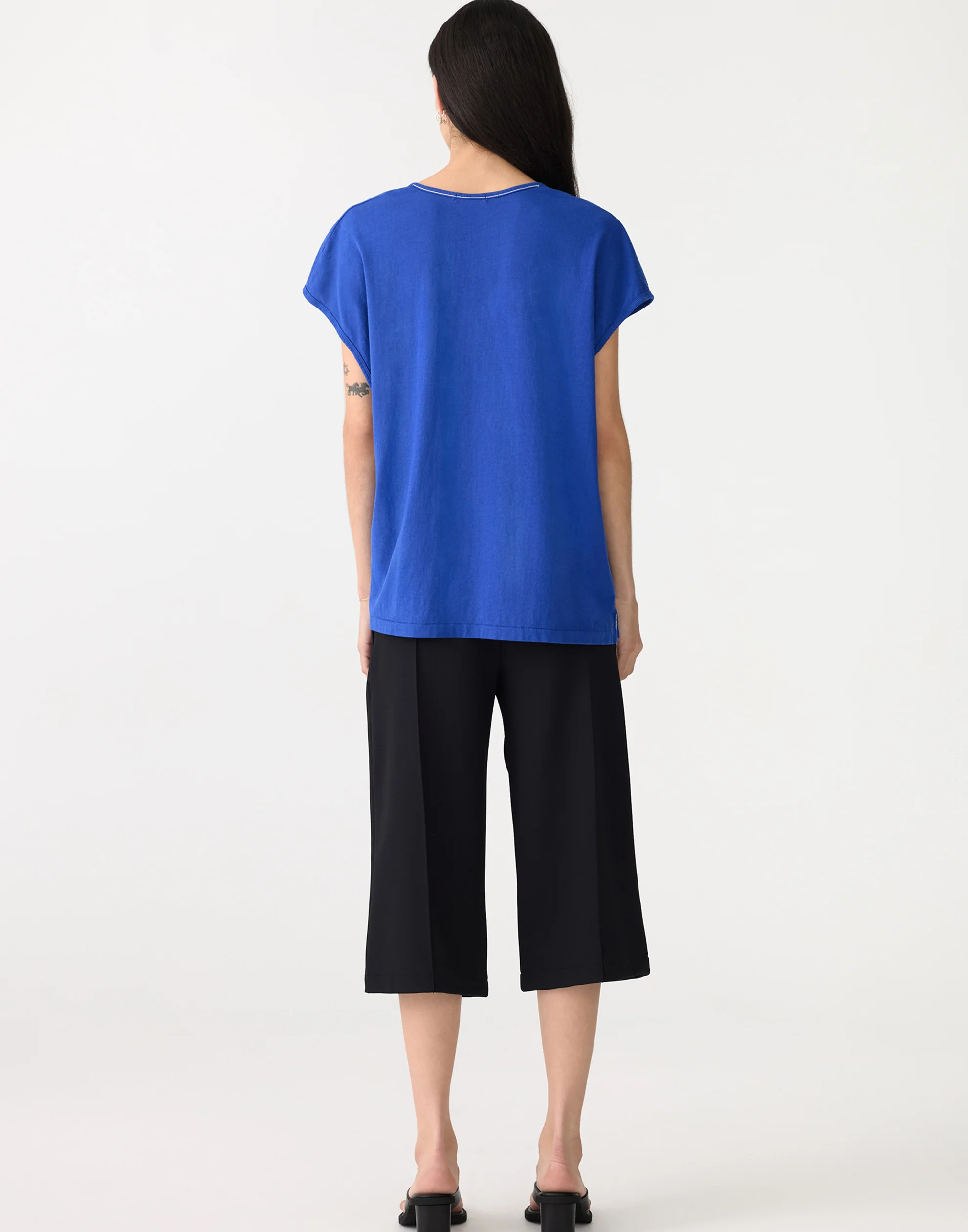 Cobalt Blue Cotton Fine Bind Scoop Neck Tank - Image 6