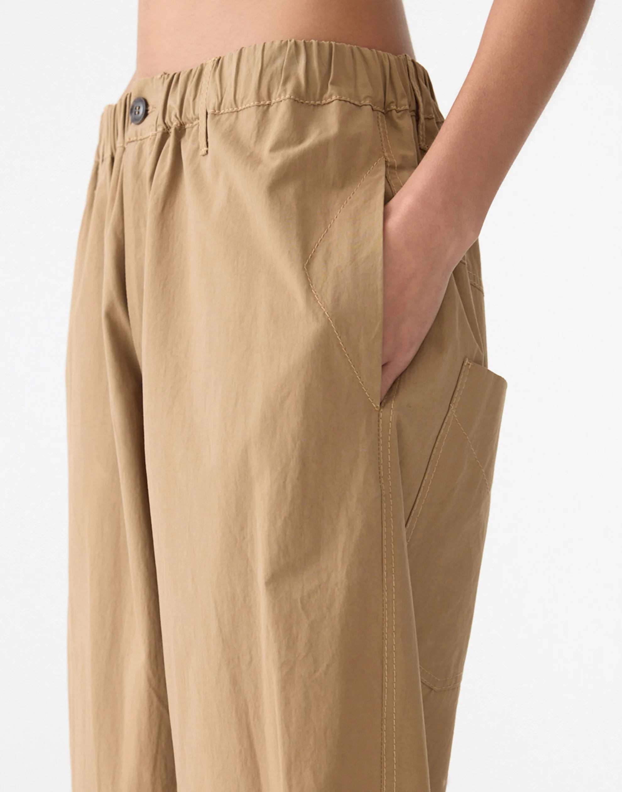 Dark Tan Crushed Cotton Summer Pants - Image 4