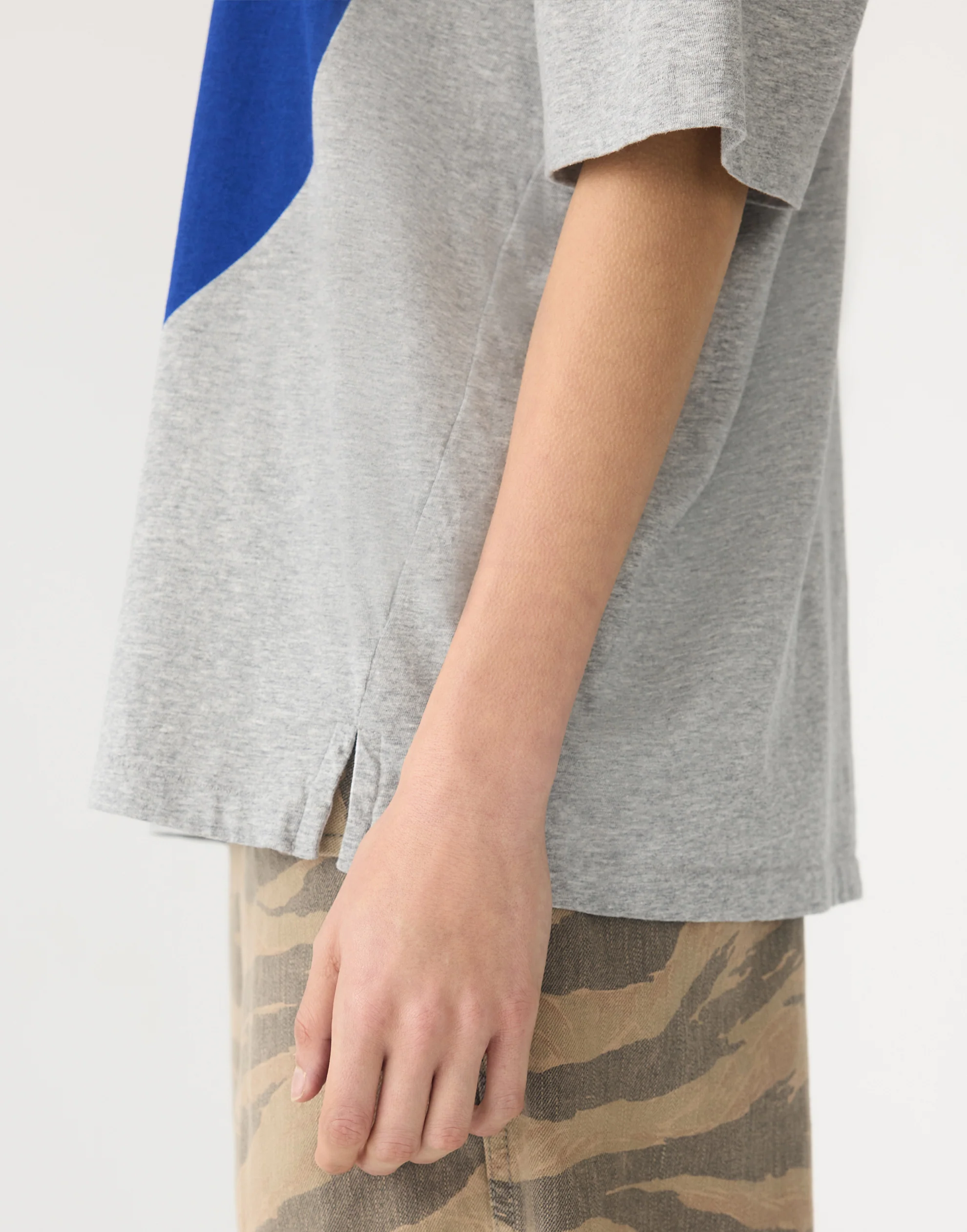 Grey & Cobalt Blue Cotton Slouch Dot T-Shirt - Image 3
