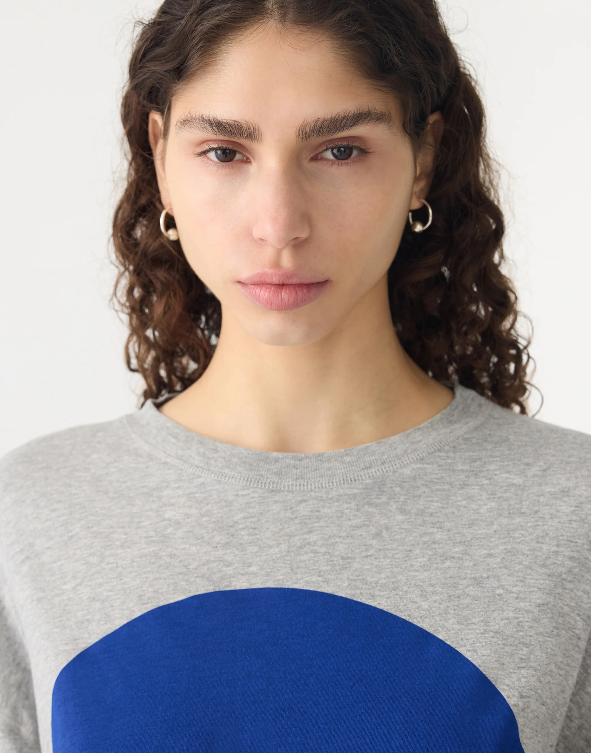 Grey & Cobalt Blue Cotton Slouch Dot T-Shirt - Image 4