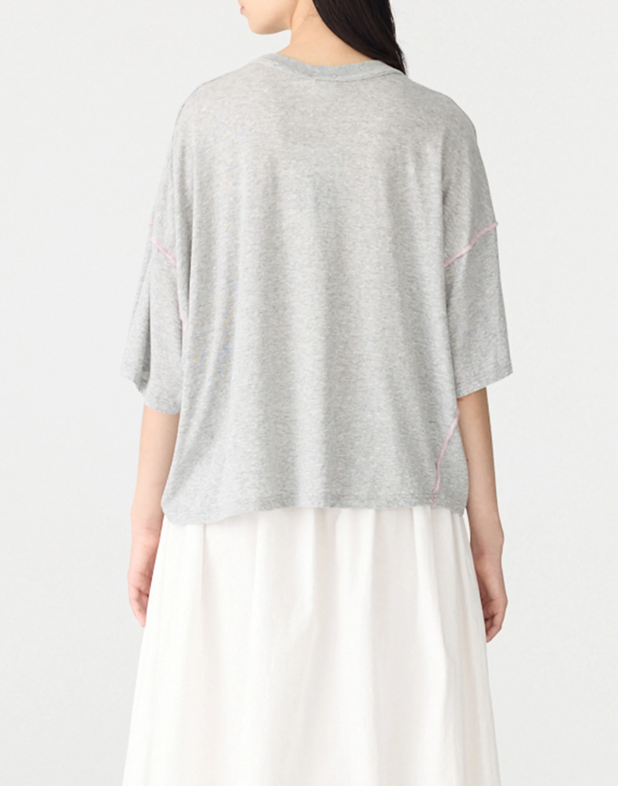 Grey Cotton Reverse Boxy T-Shirt - Image 3