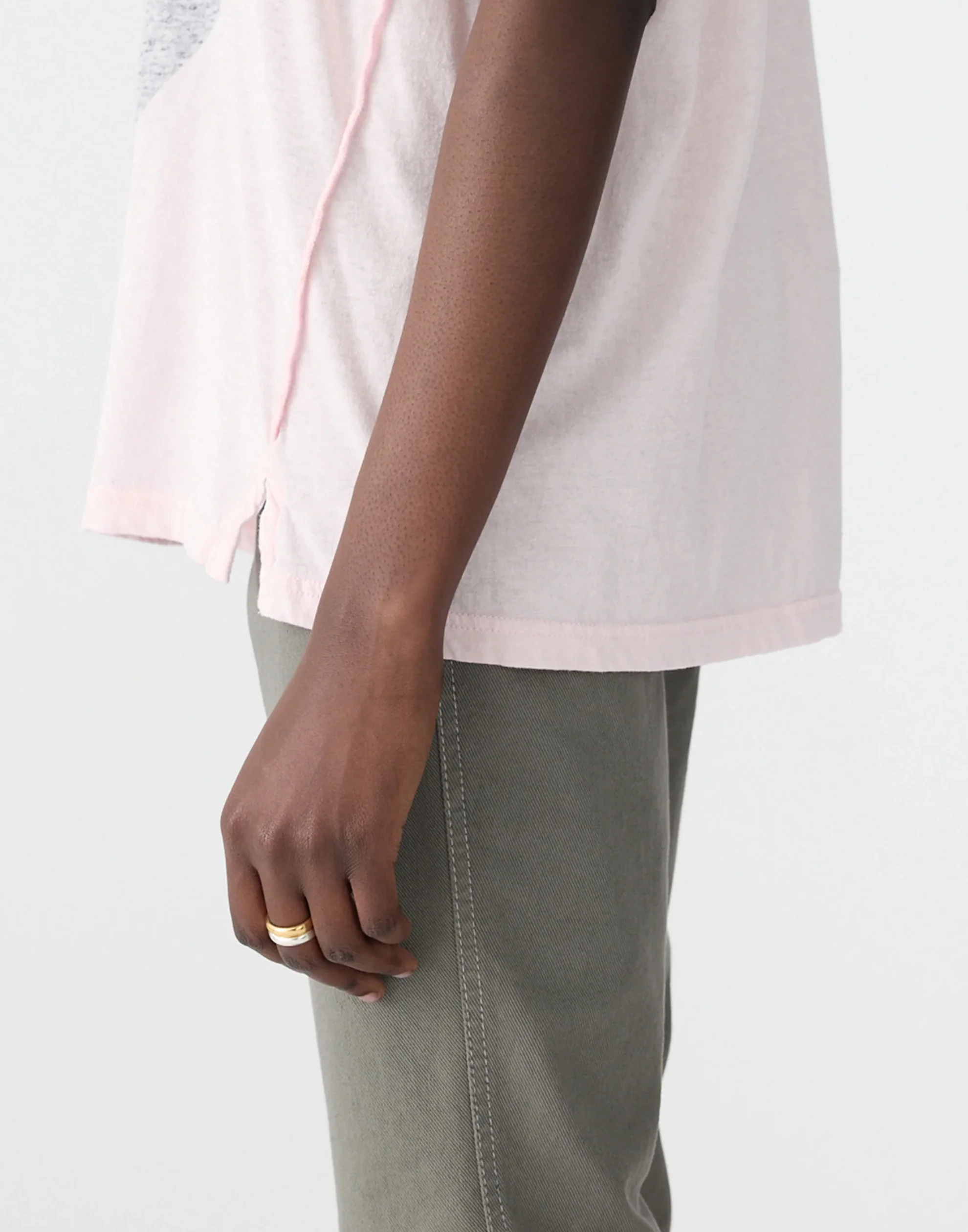 Powder Pink Cotton Reverse Boyfriend Dot T-Shirt - Image 3