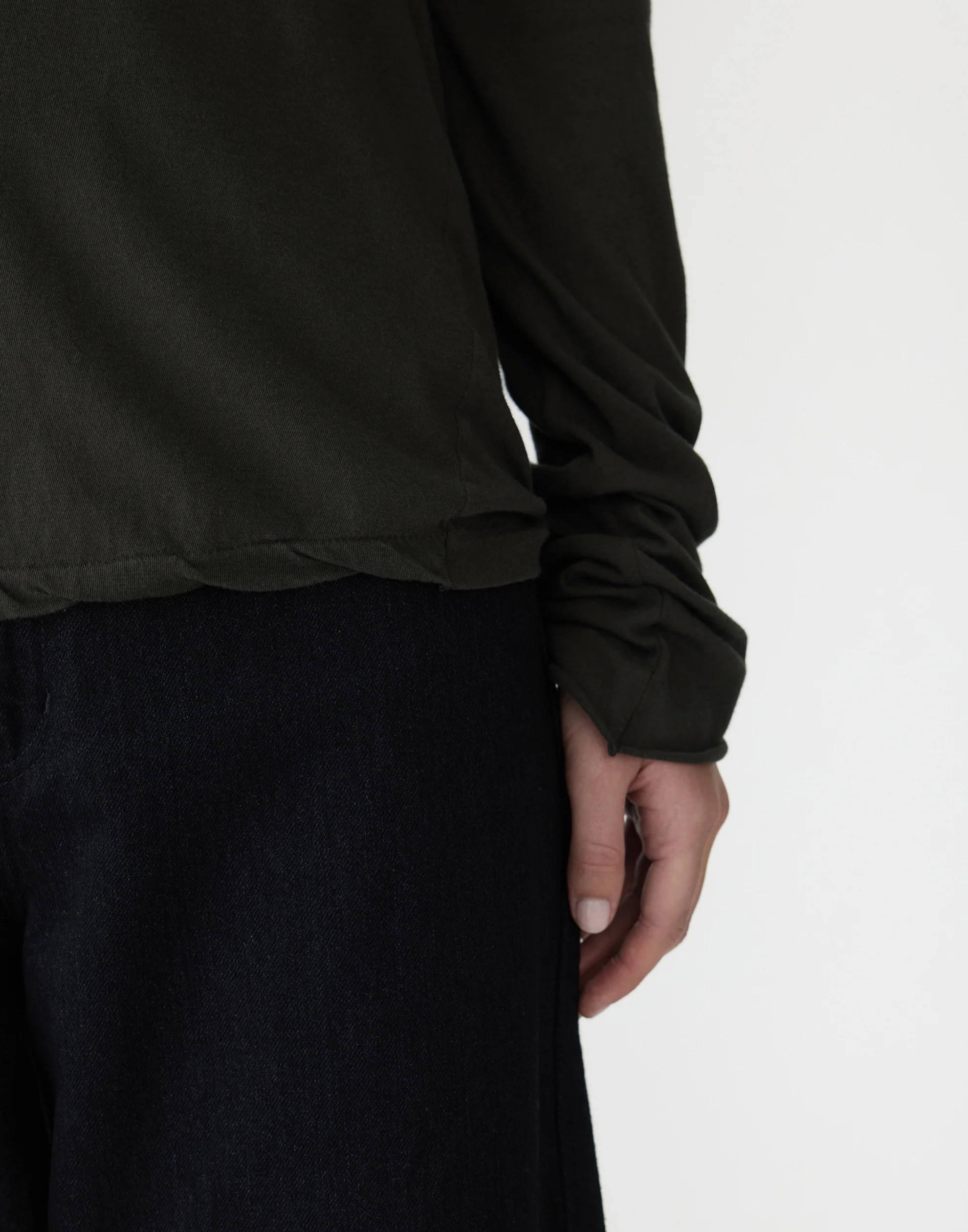 Slate Grey Cotton Raised Neck T-Shirt - Image 5