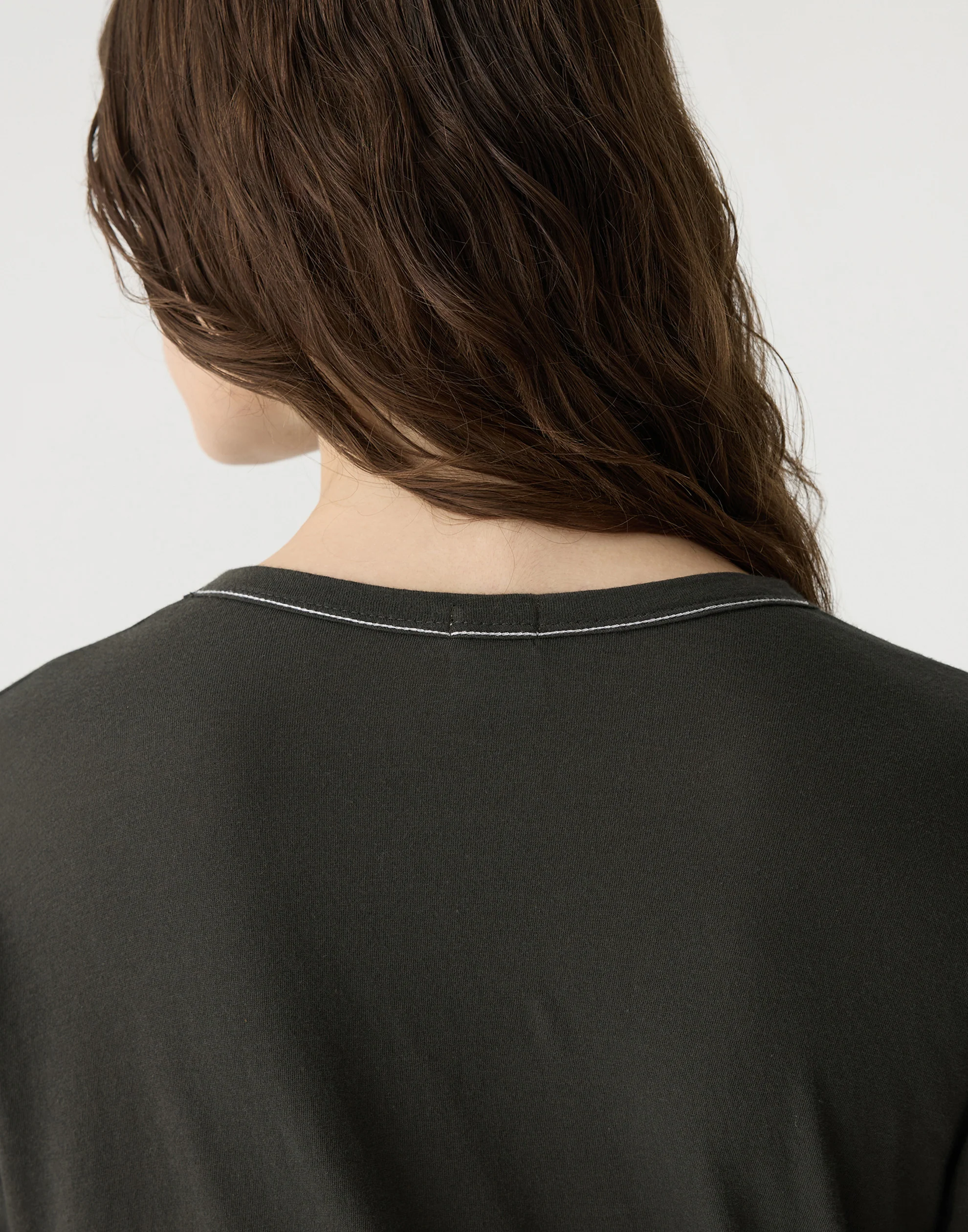 Slate Grey Cotton Scoop Hem T-Shirt - Image 6