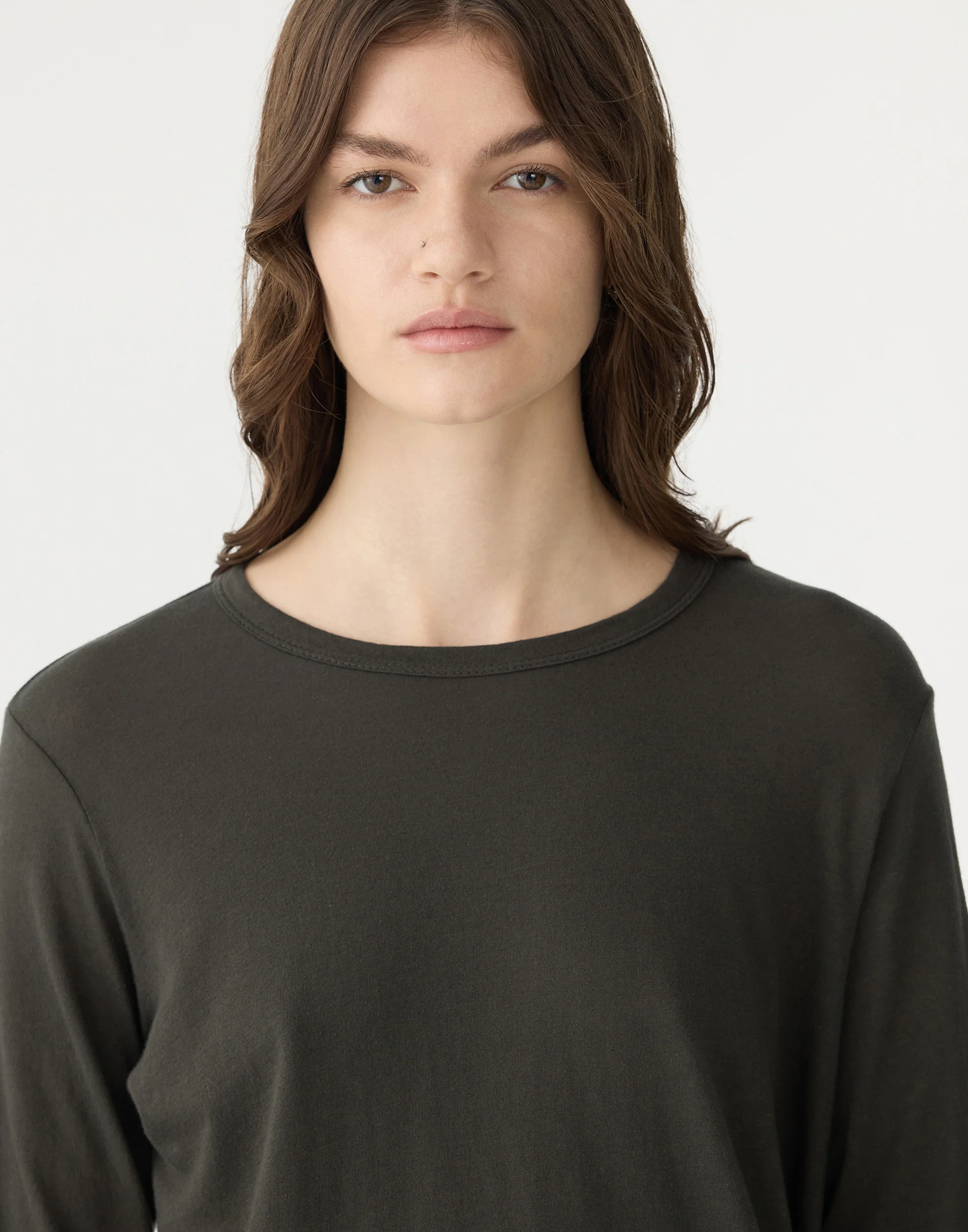 Slate Grey Cotton Scoop Hem T-Shirt - Image 7