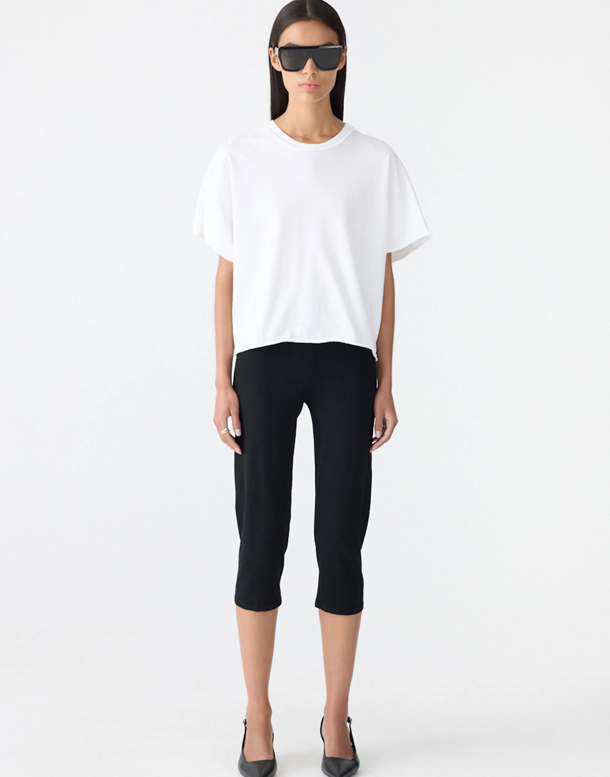 White Cotton Raw Slouch Boxy T-Shirt - Image 2