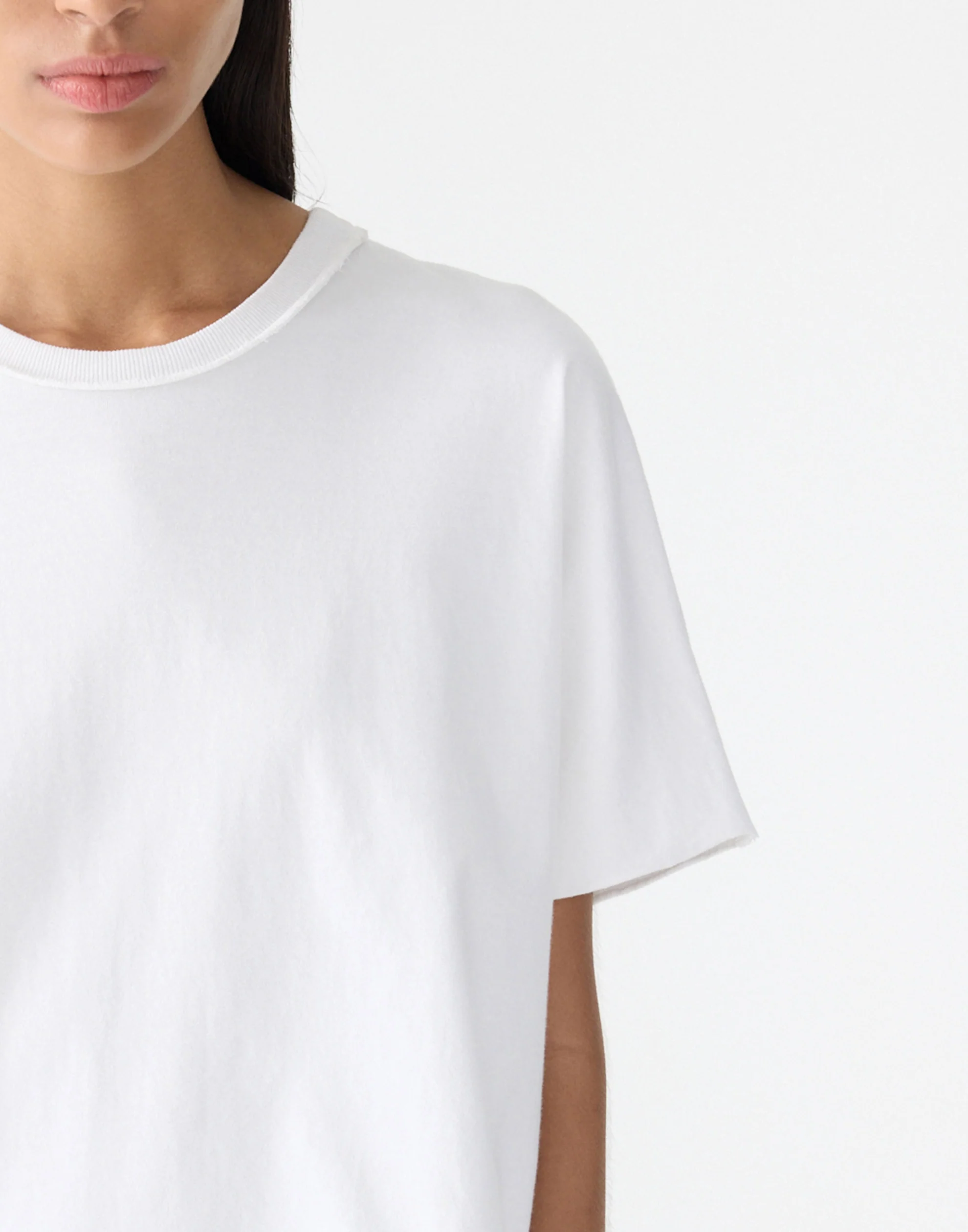 White Cotton Raw Slouch Boxy T-Shirt - Image 5