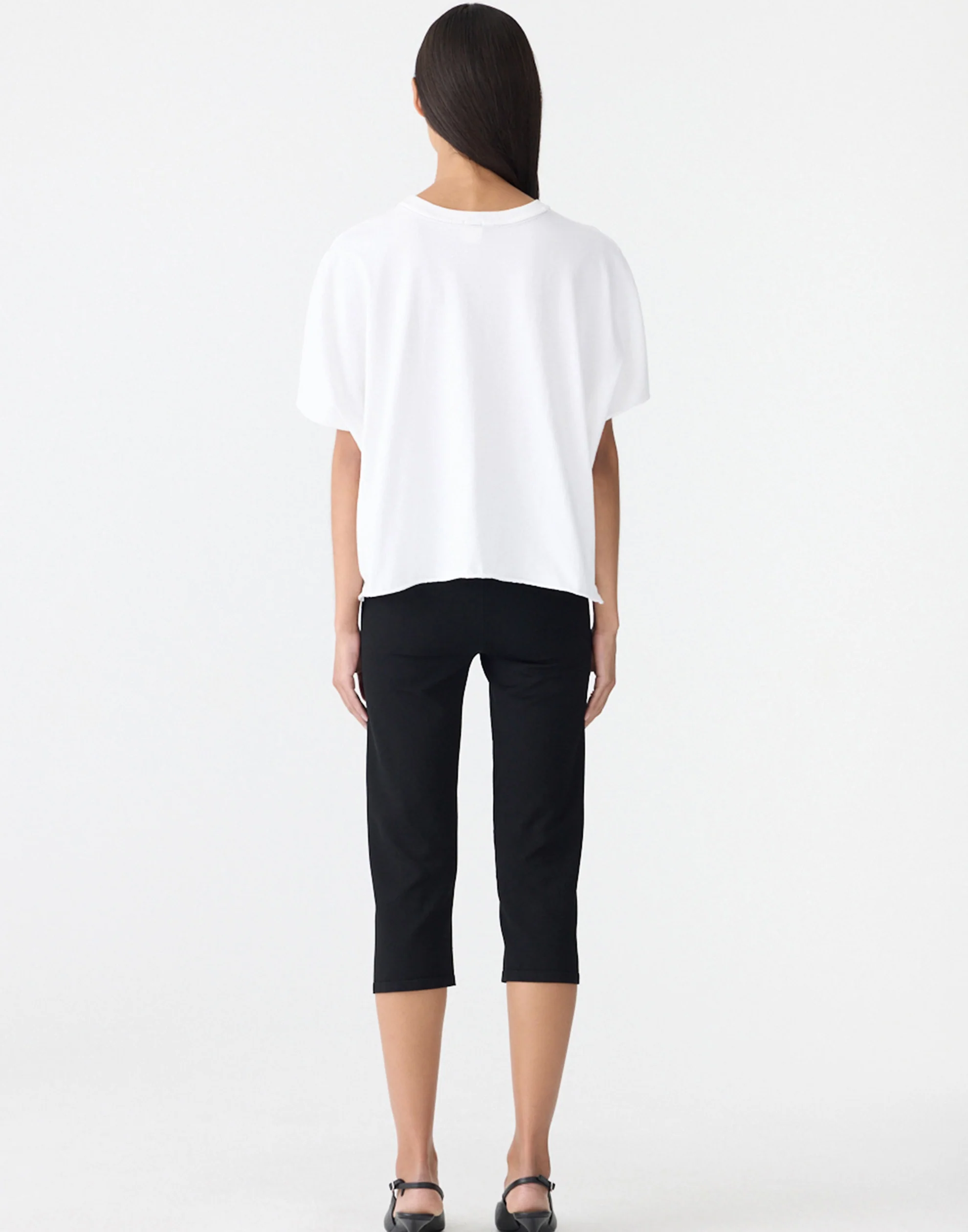 White Cotton Raw Slouch Boxy T-Shirt - Image 6