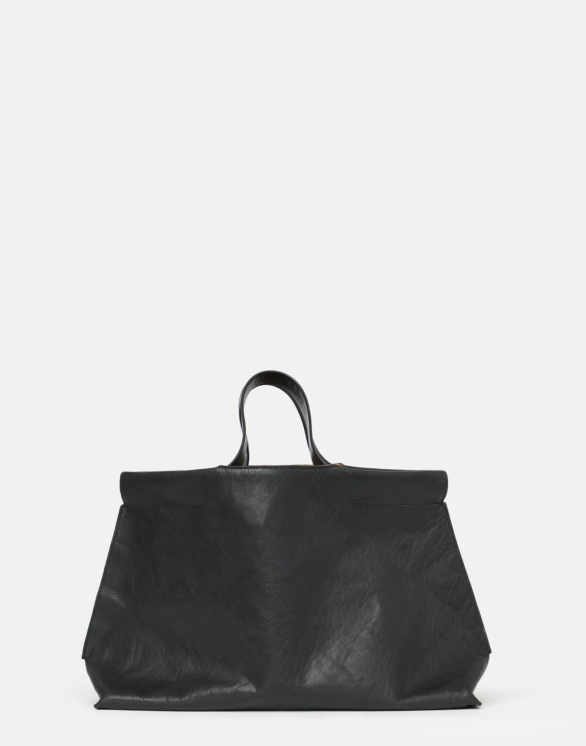 Black Leather Midi Shopper Bag - Image 4