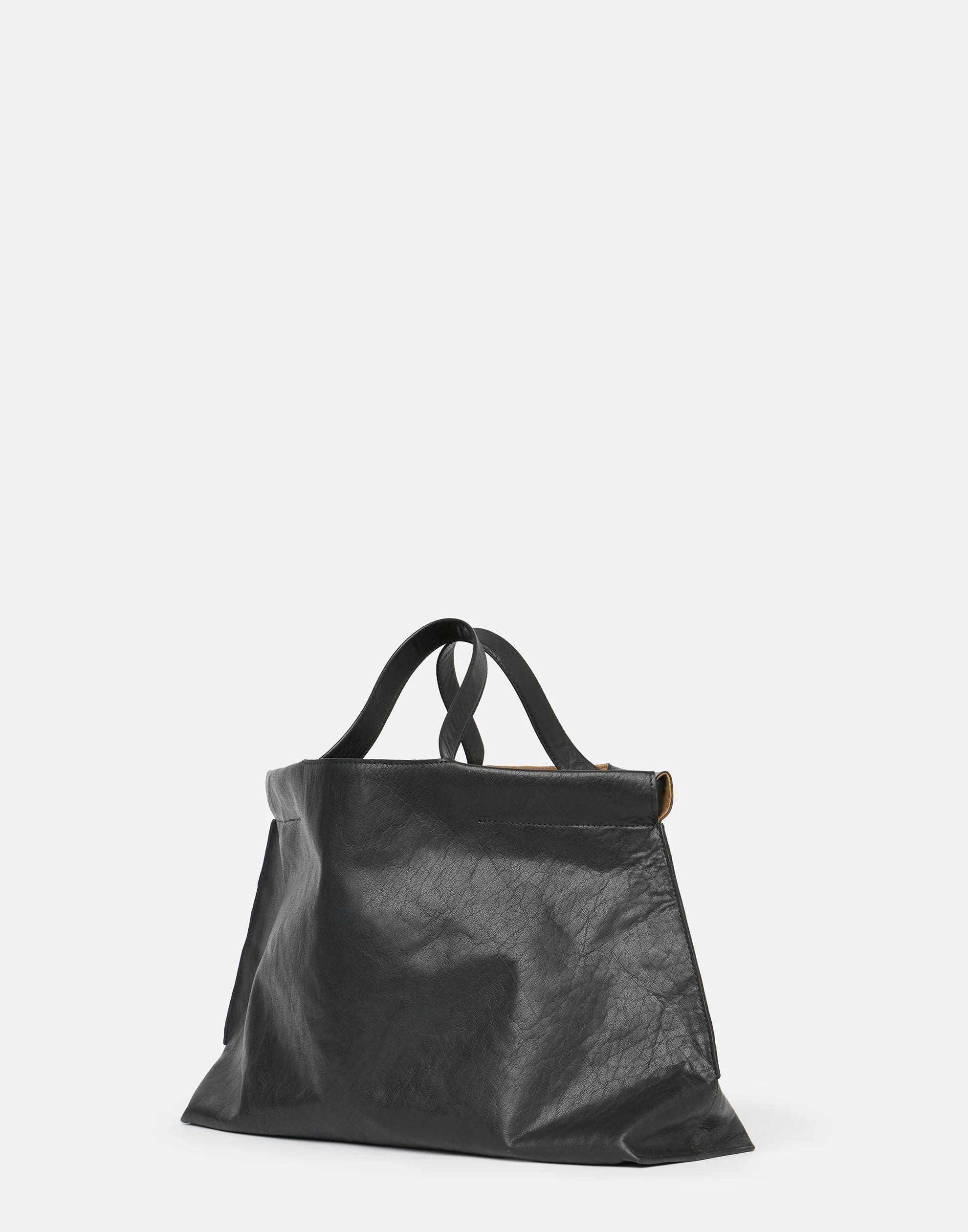 Black Leather Midi Shopper Bag - Image 6