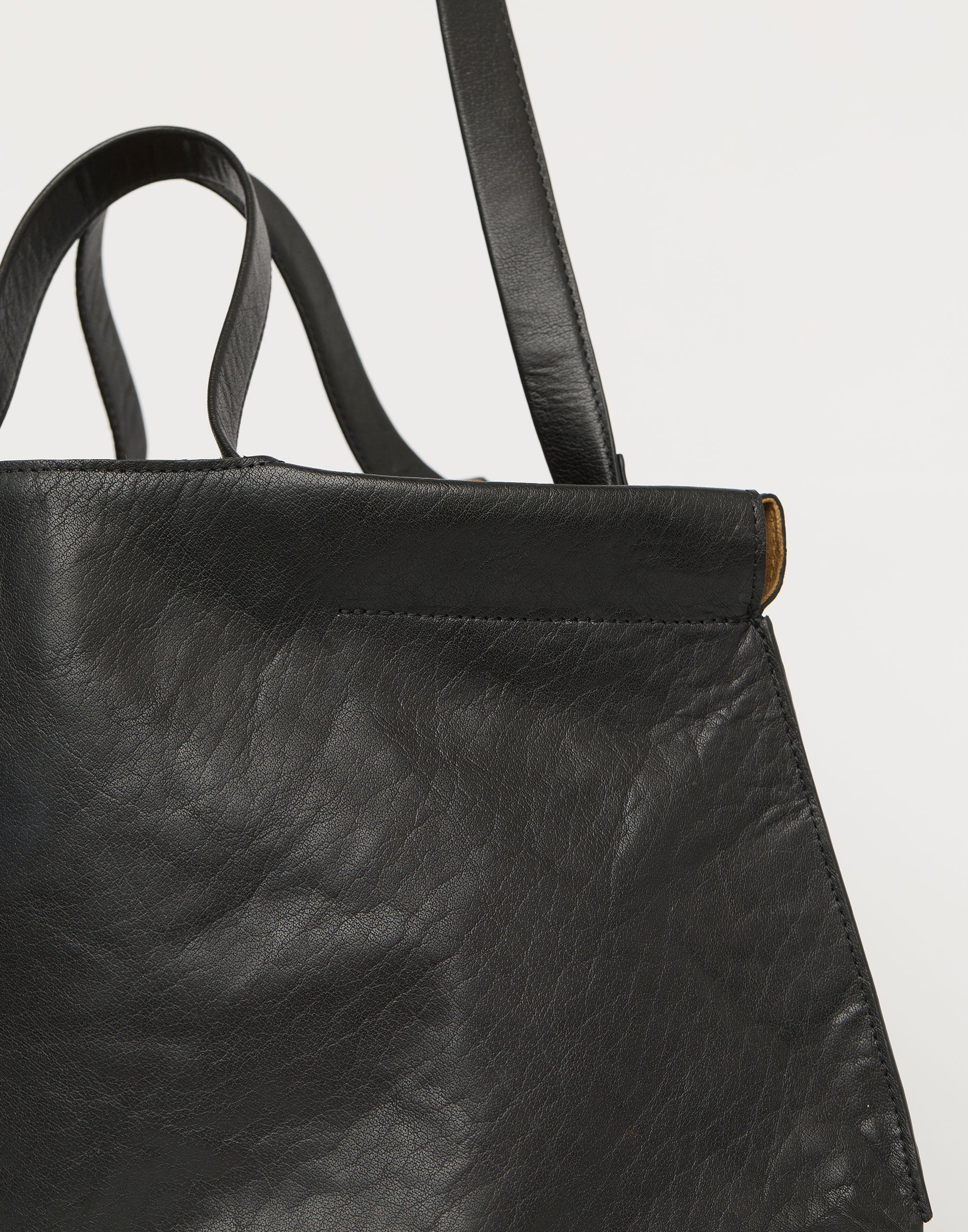 Black Leather Midi Shopper Bag - Image 7