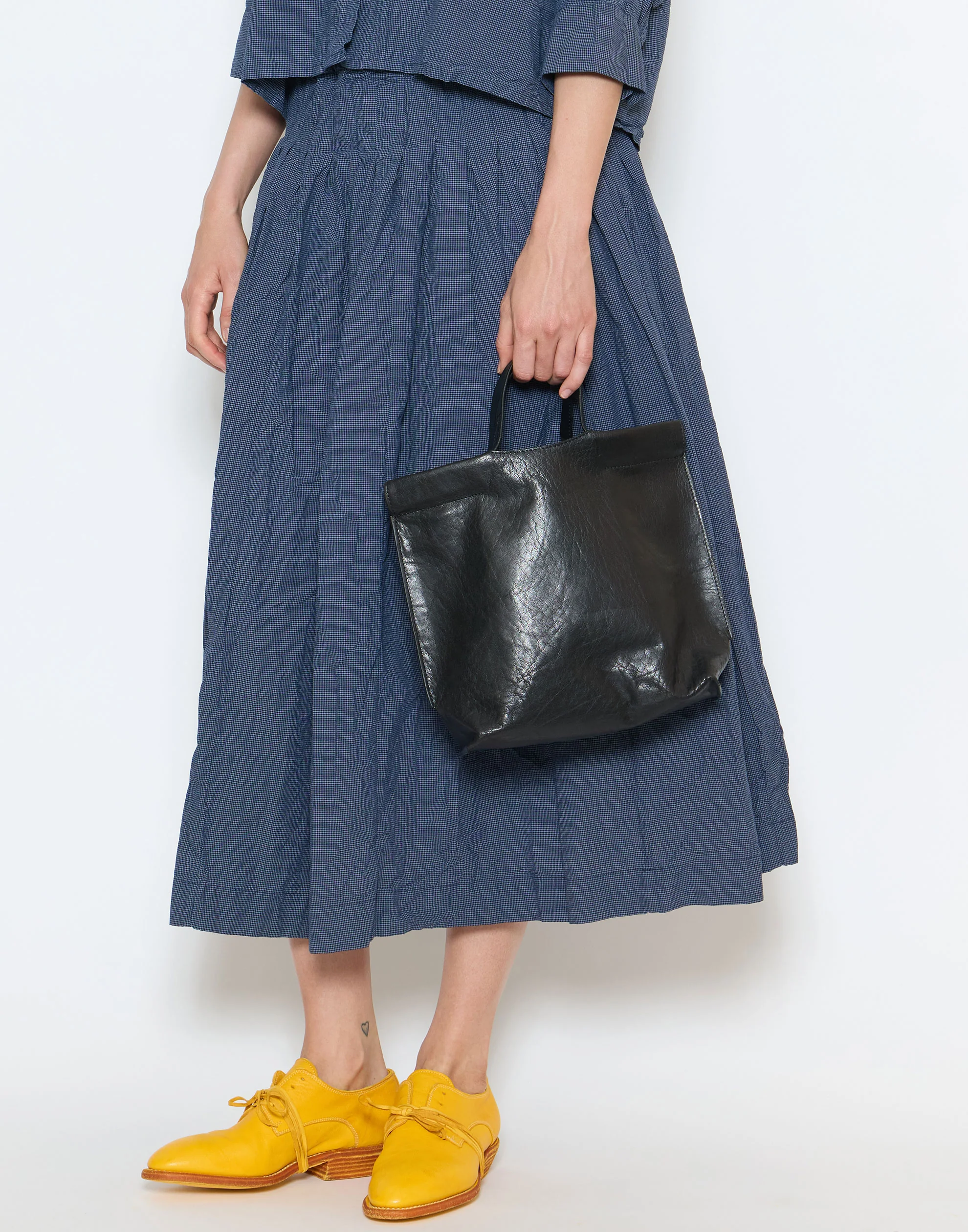 Black Leather Small Shopper Bag - Image 3
