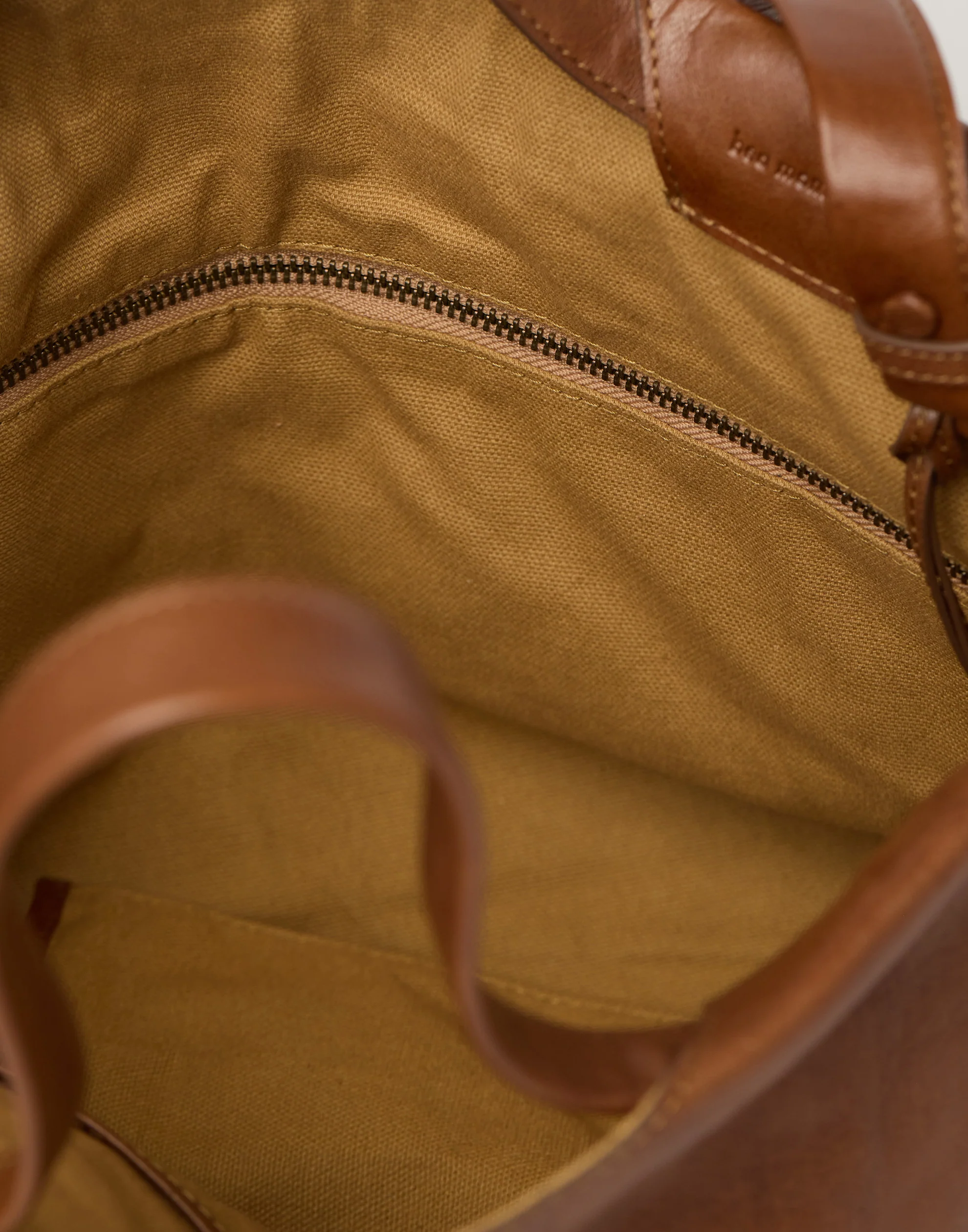 Cognac Leather Midi Shopper Bag - Image 6