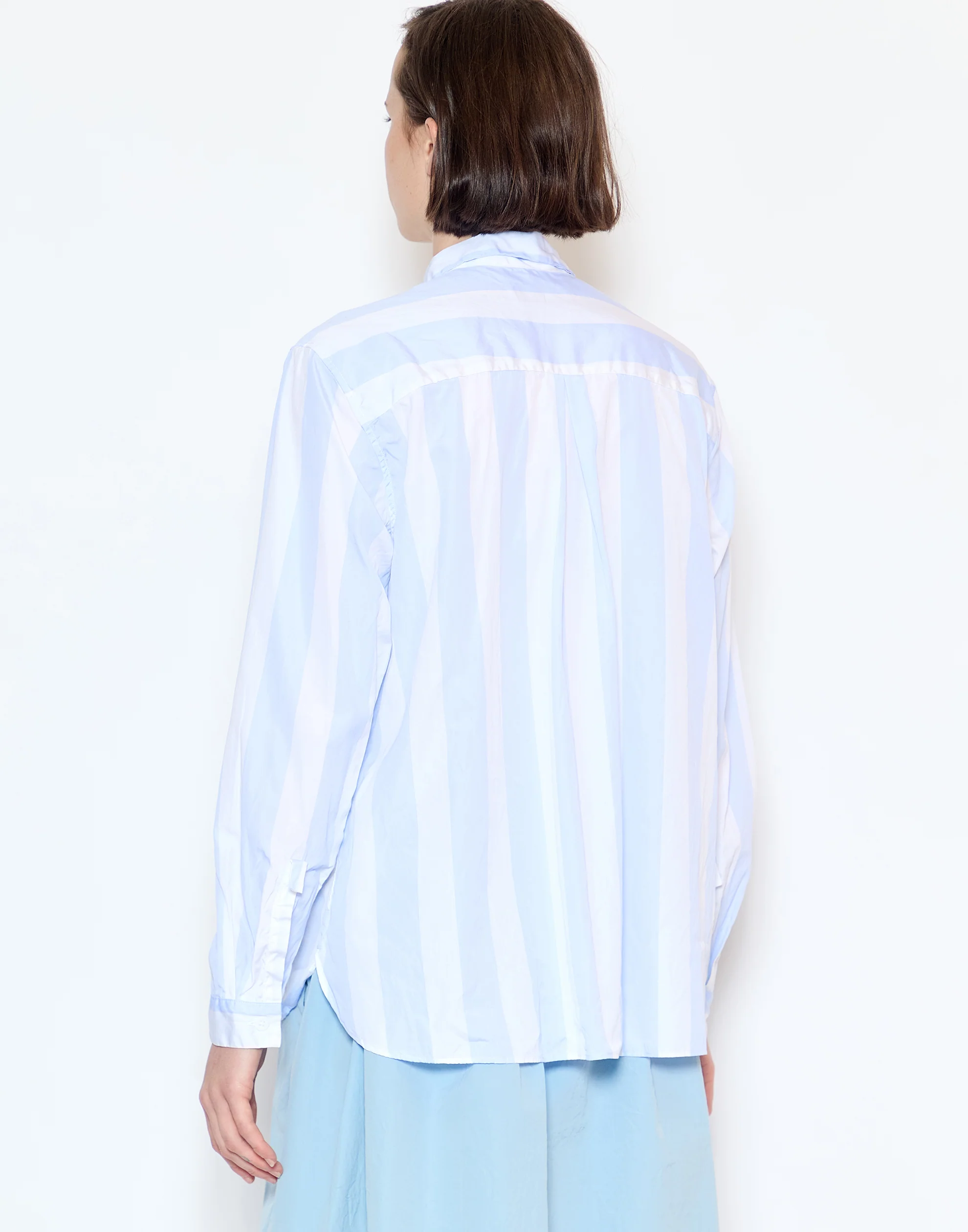 Azur Stripe Cotton Loose Tyrol Shirt - Image 3